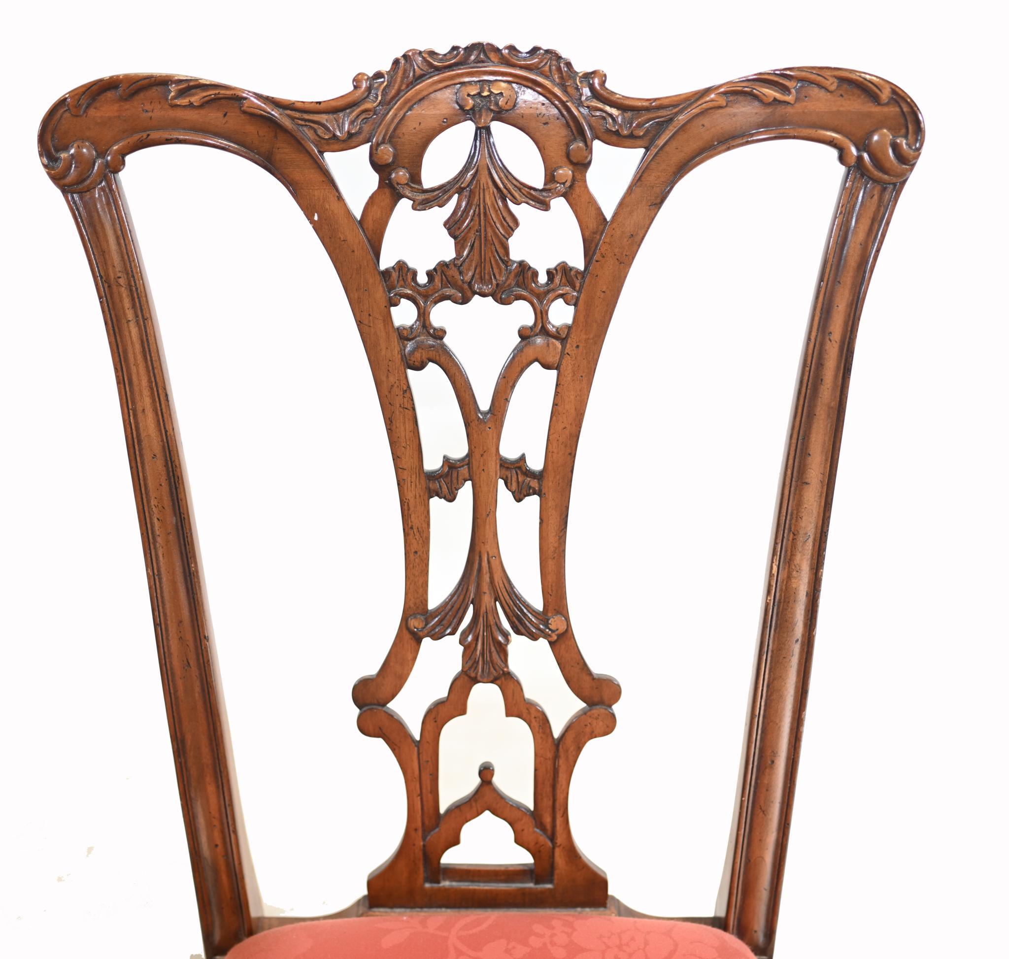 Set 10 Chippendale Dining Chairs Mahogany For Sale 2