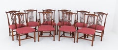 Set 10 Chippendale Dining Chairs Mahogany