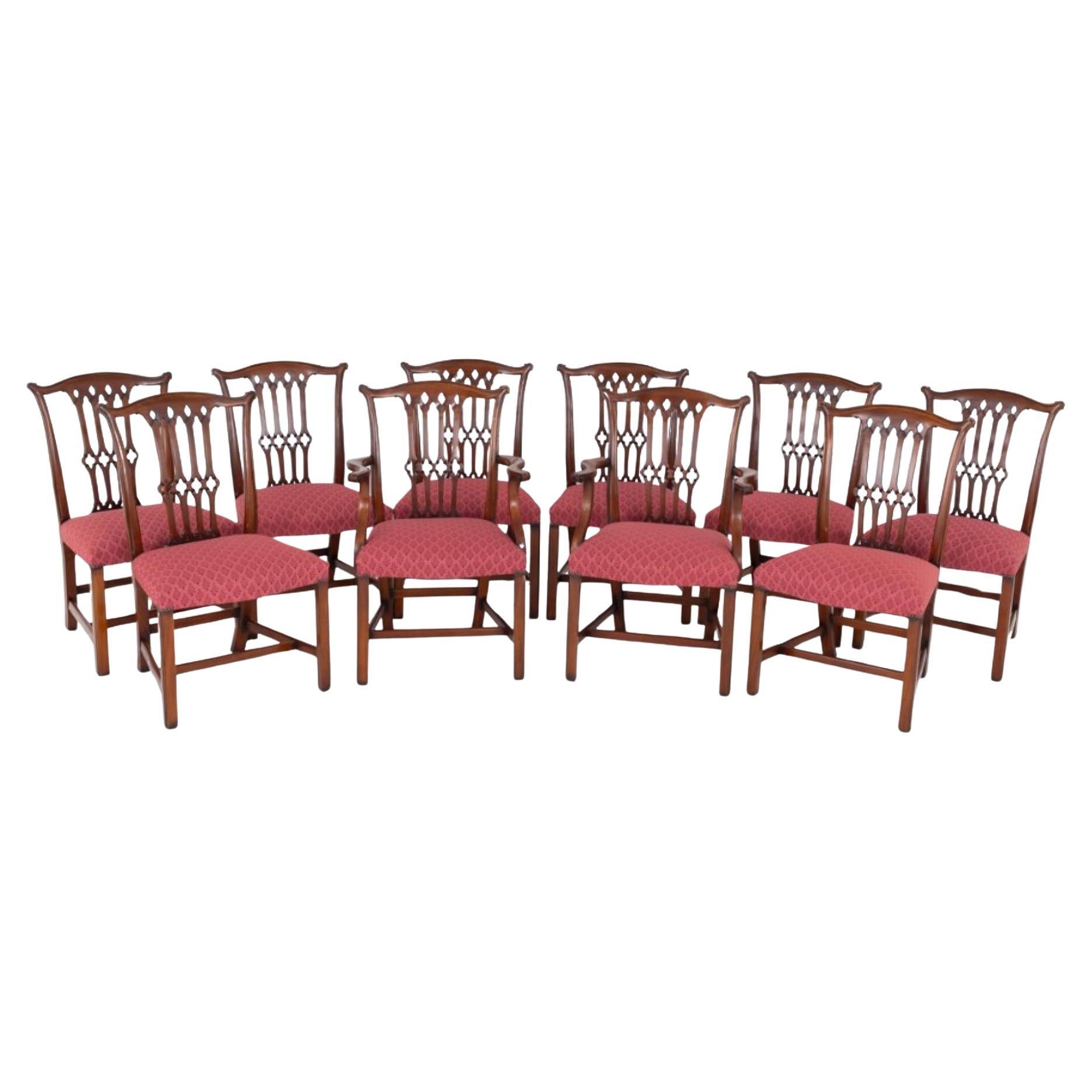 Set 10 Chippendale Dining Chairs Mahogany