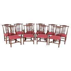 Set 10 Chippendale Dining Chairs Mahogany