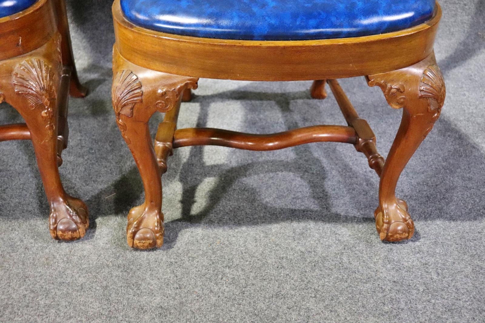 Set 10 Custom-Made Solid Walnut Georgian Carved Dining Chairs Manner of Gillows  For Sale 8