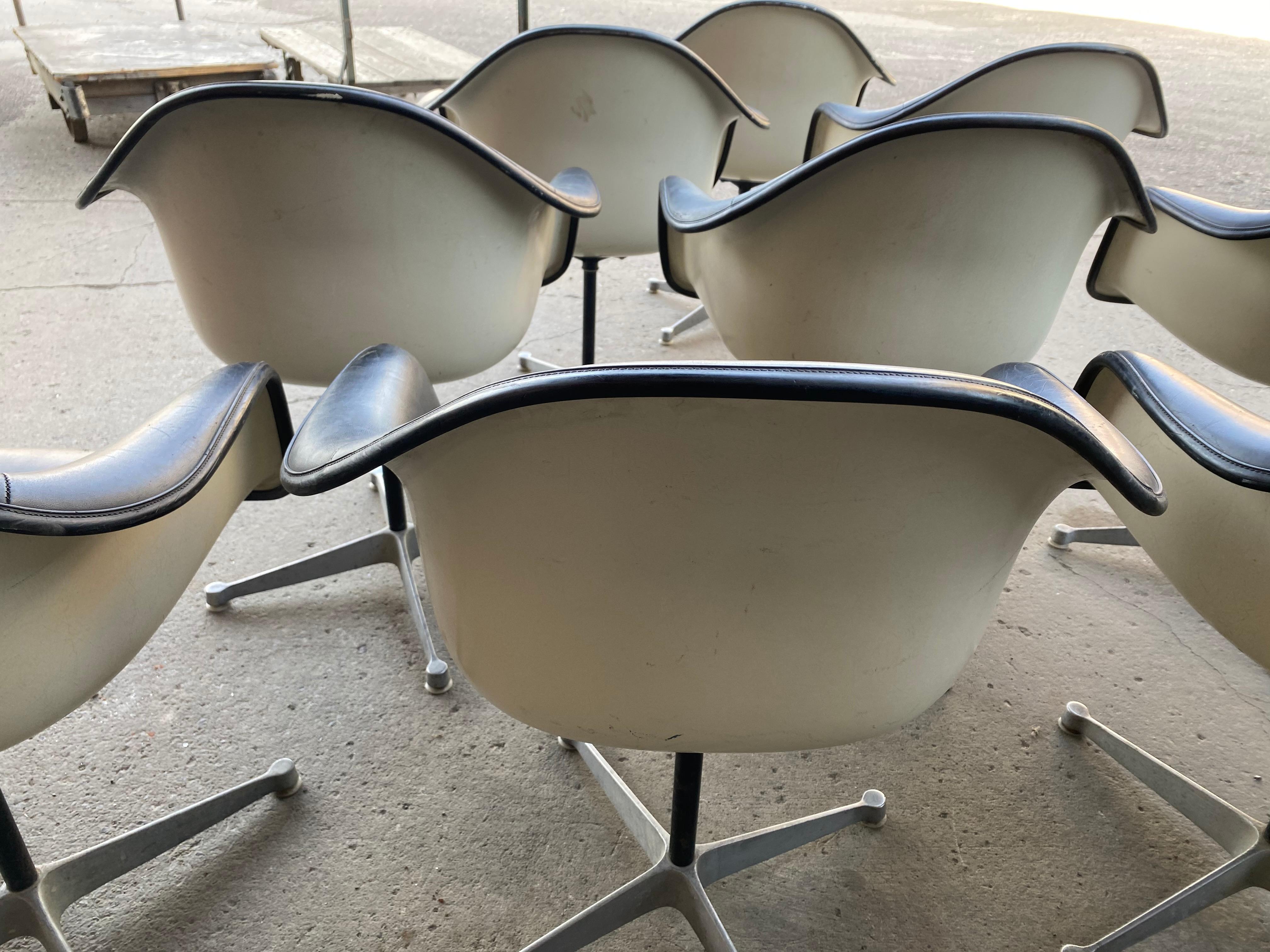 American Set of 10 Eames Padded Arm Shell Swivel Chairs, Herman Miller/ Alum Star Base