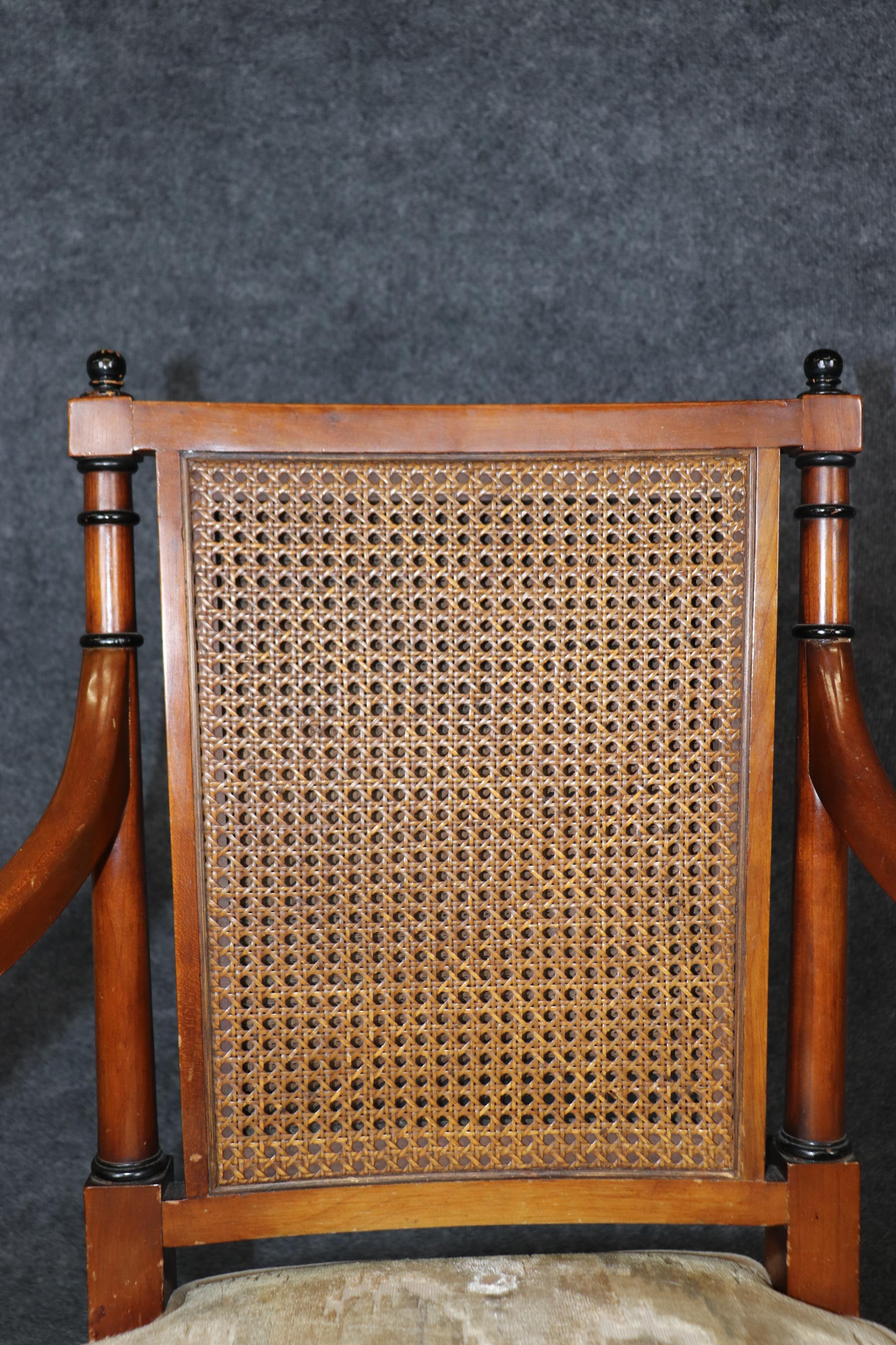 Set 10 Ebonized and Natural Walnut Cane Back Regency Style Dining Chairs 4