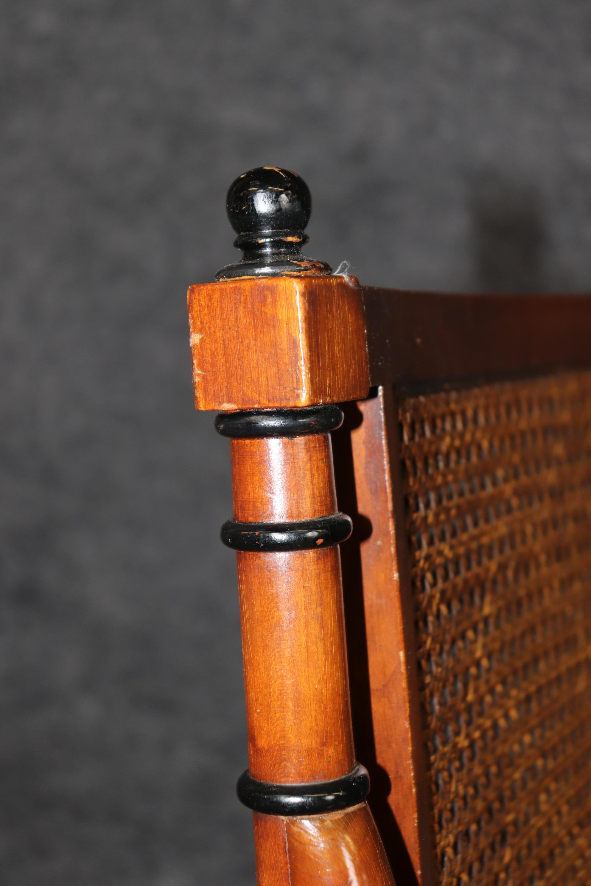 Set 10 Ebonized and Natural Walnut Cane Back Regency Style Dining Chairs 5