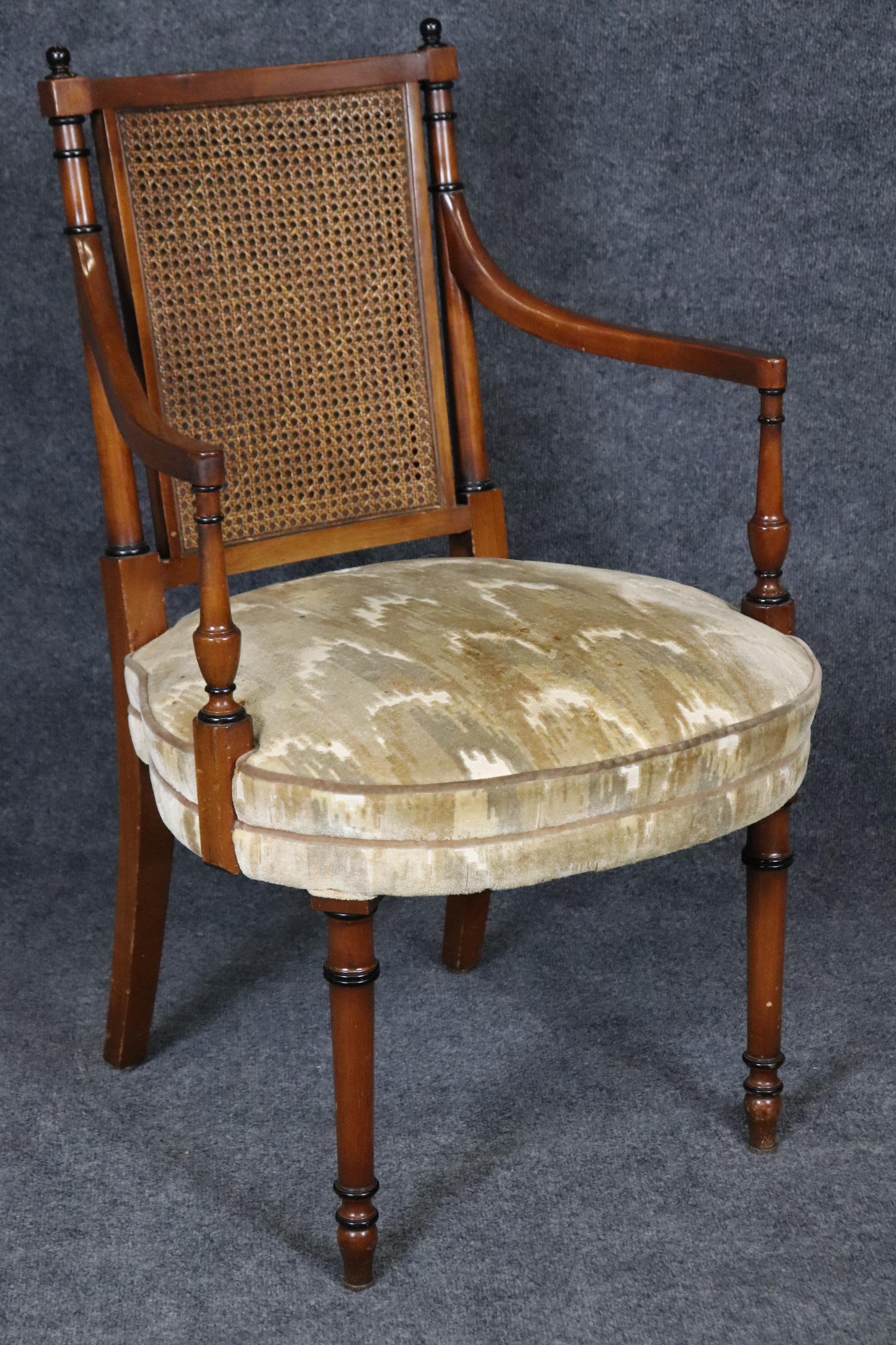Set 10 Ebonized and Natural Walnut Cane Back Regency Style Dining Chairs 1