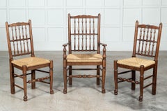 Set 10 English Bobbin Oak & Ash Rush Dining Chairs