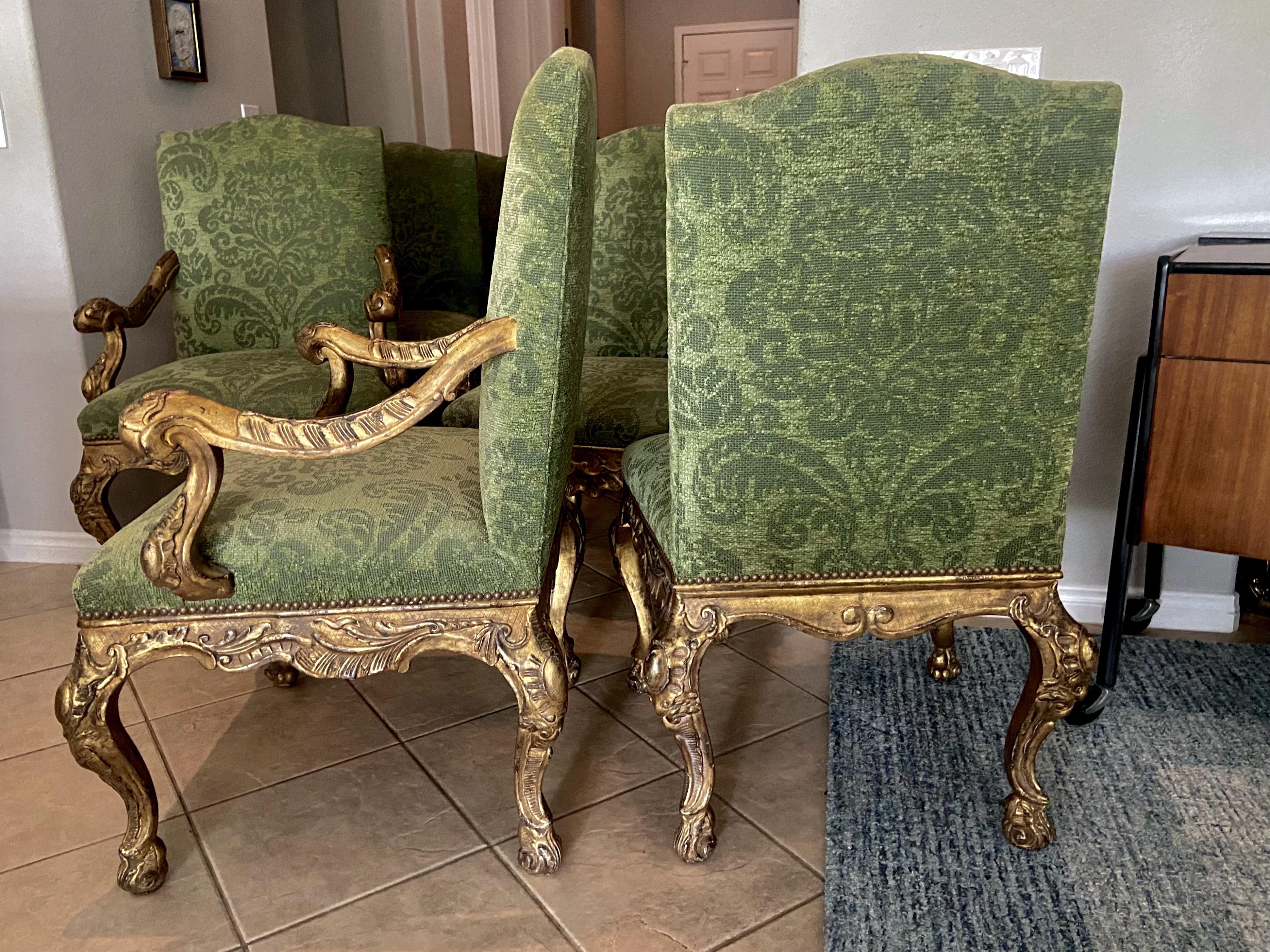 Set 10 French XV Giltwood Carved Dinning Chairs In Good Condition In Palm Springs, CA