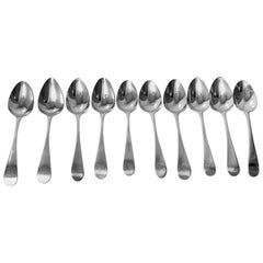 10 cuillères à thé en argent de style géorgien London 1801-3 de Peter Ann et William Bateman