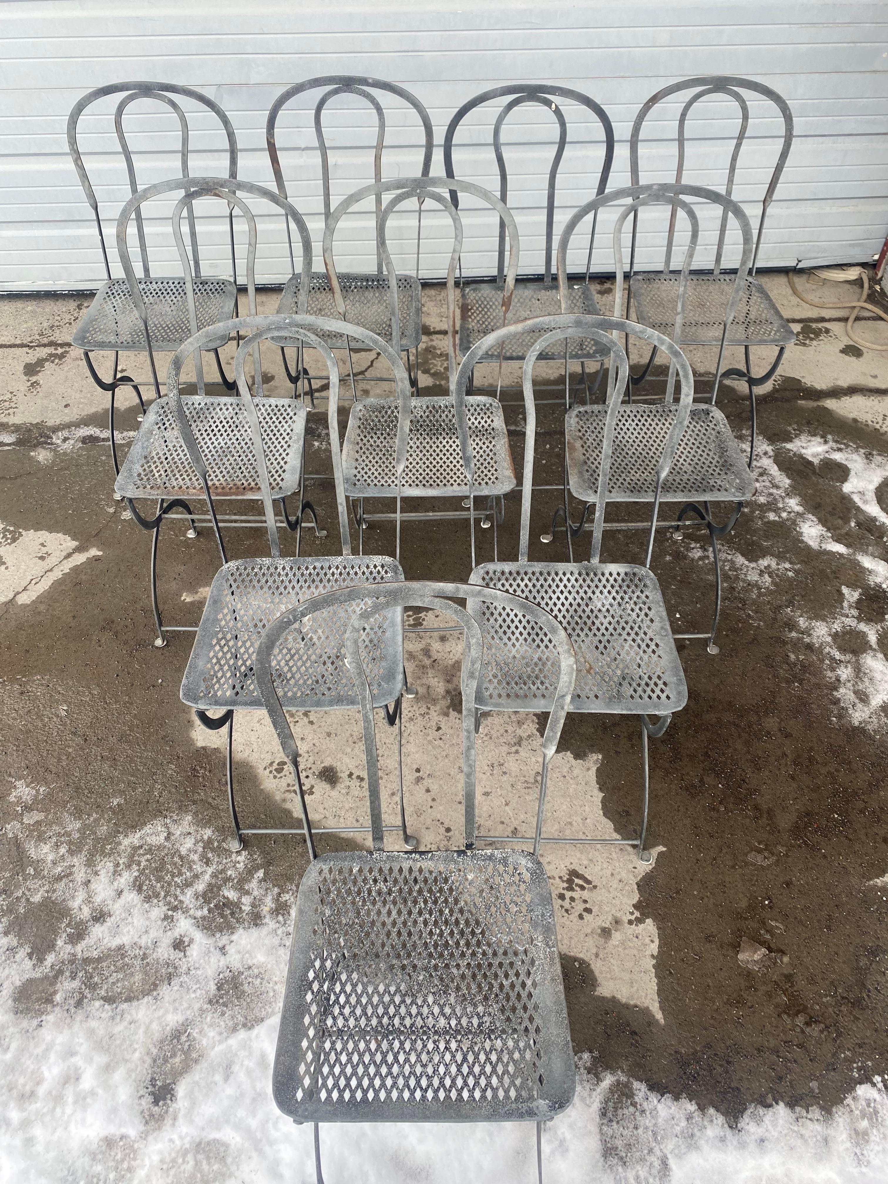 Set 10 Iron / Metal French Bistro Cafe Chairs.. Classic Design.. For Sale 2