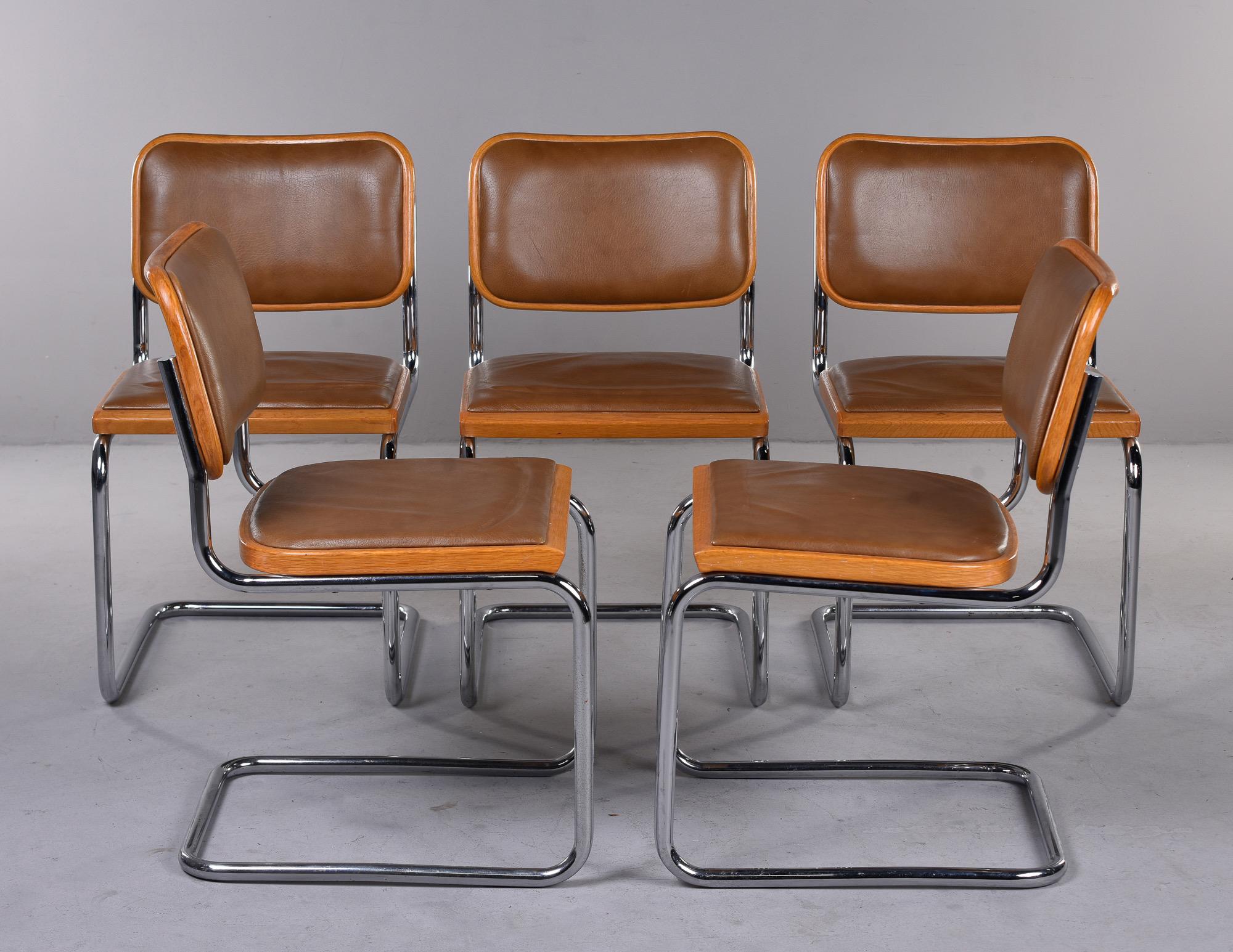 American Set 10 Knoll Breuer Chairs in Chrome Beech and Leather