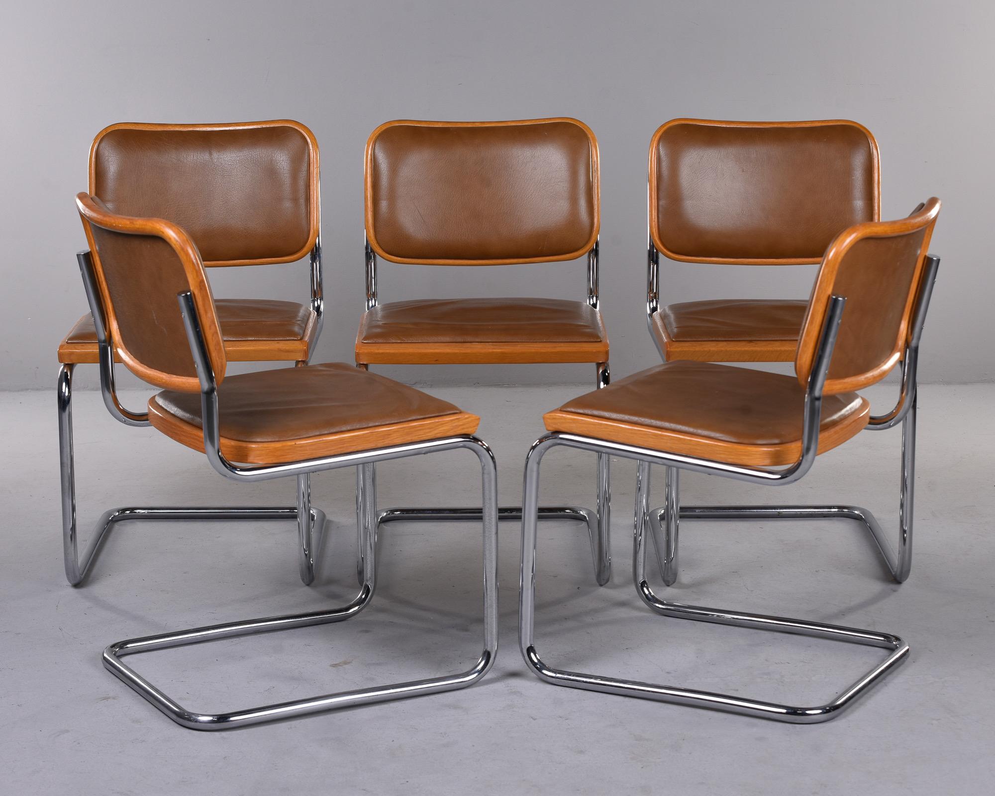 20th Century Set 10 Knoll Breuer Chairs in Chrome Beech and Leather