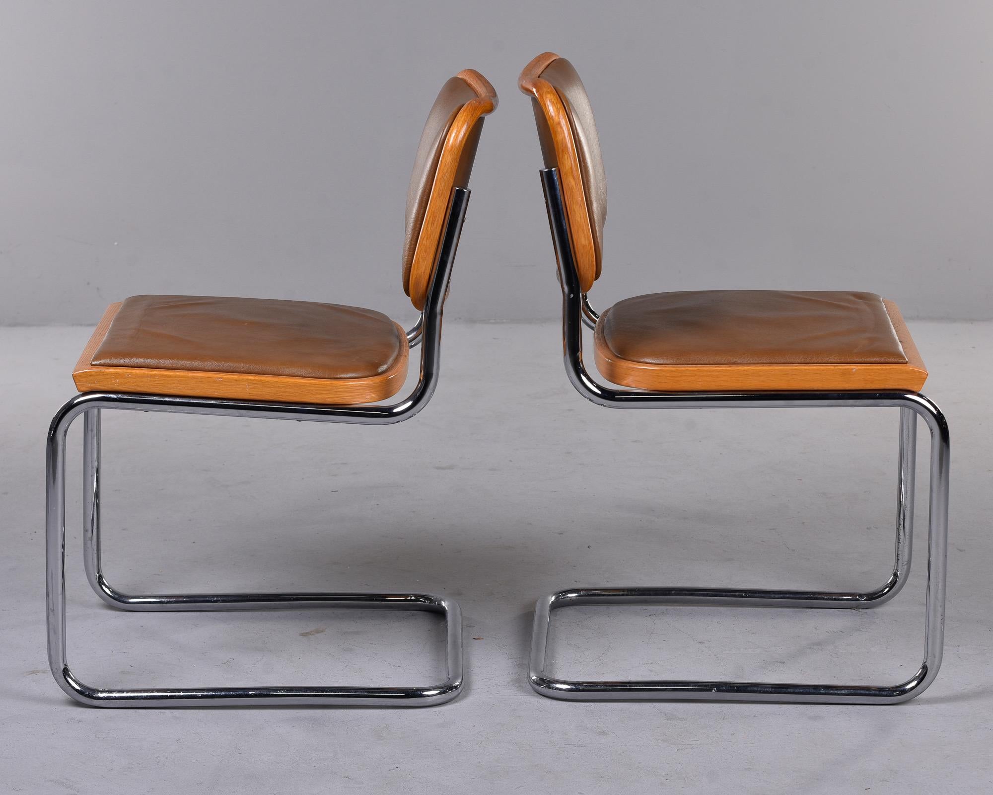 Set 10 Knoll Breuer Chairs in Chrome Beech and Leather 3