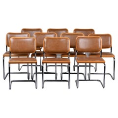 Set 10 Knoll Breuer Chairs in Chrome Beech and Leather