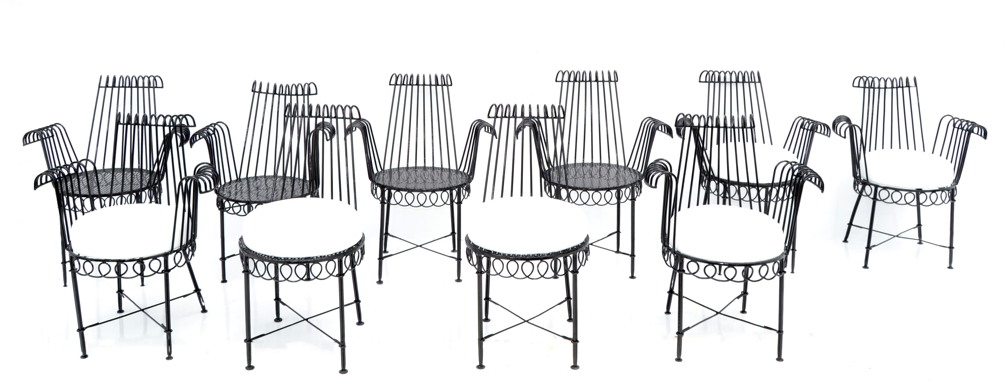 Set of 6 Mathieu Matégot Cap D’ail Wrought Iron Dining Room Chairs Outdoors  4