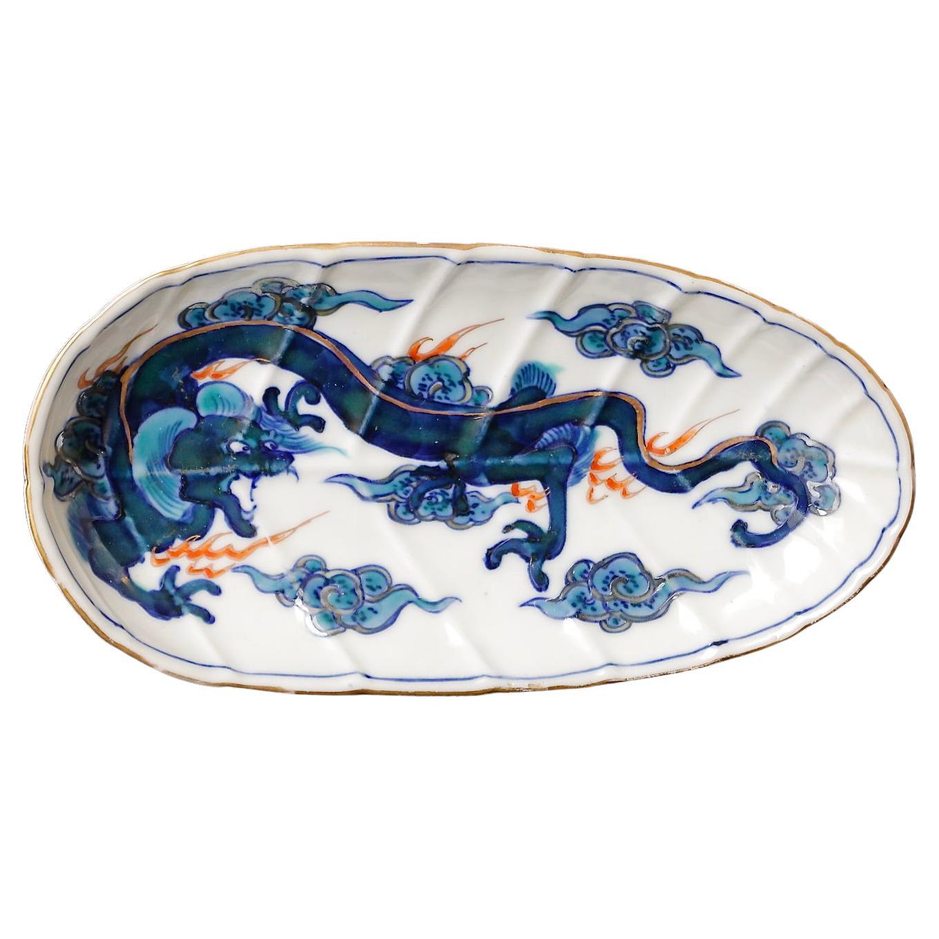 Set '10 Pc.' of Edo Period Imari Porcelain Plates with Dragon Motive