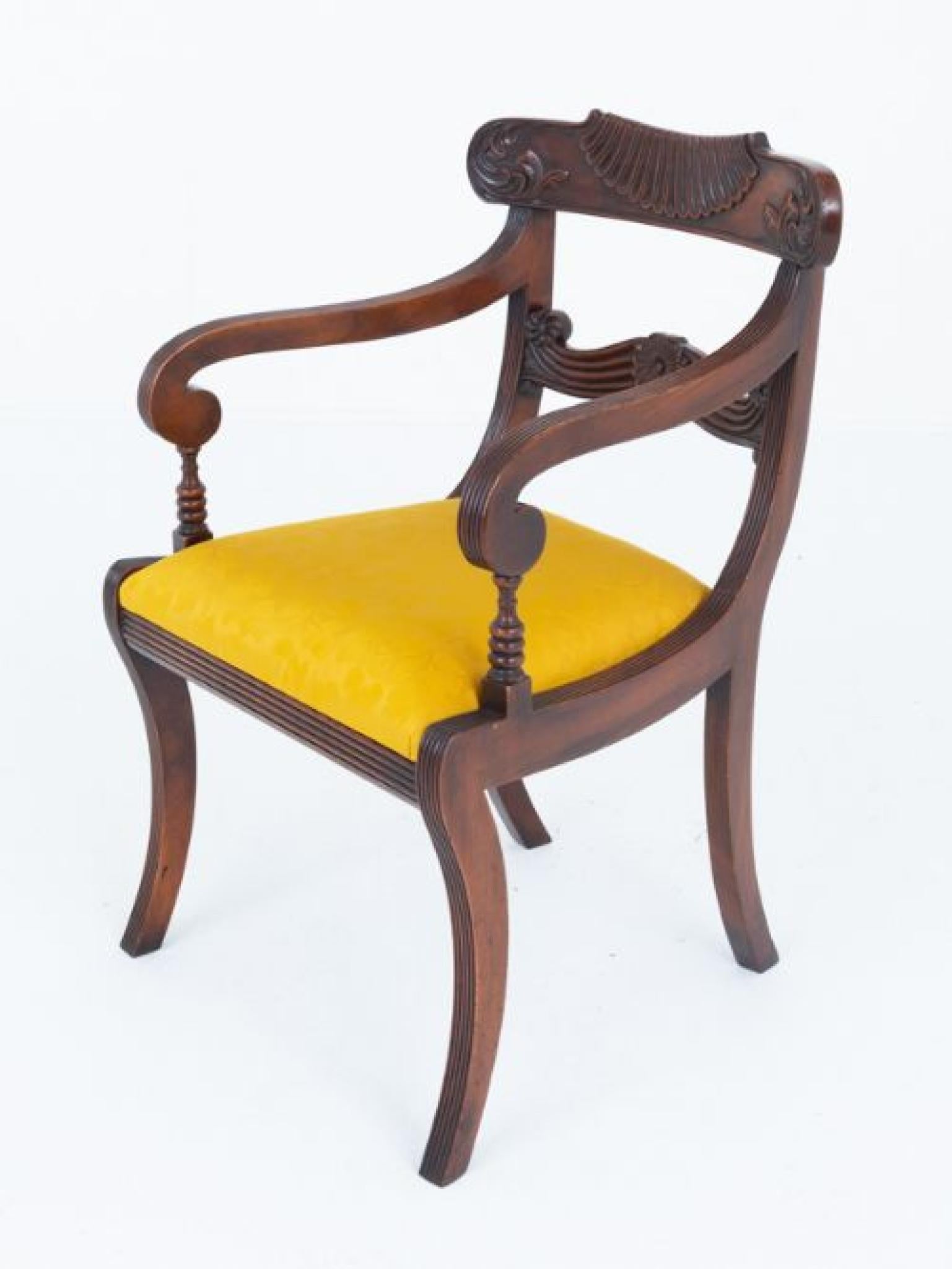 Early 20th Century Set 10 Regency Dining Chairs Mahogany Revival For Sale