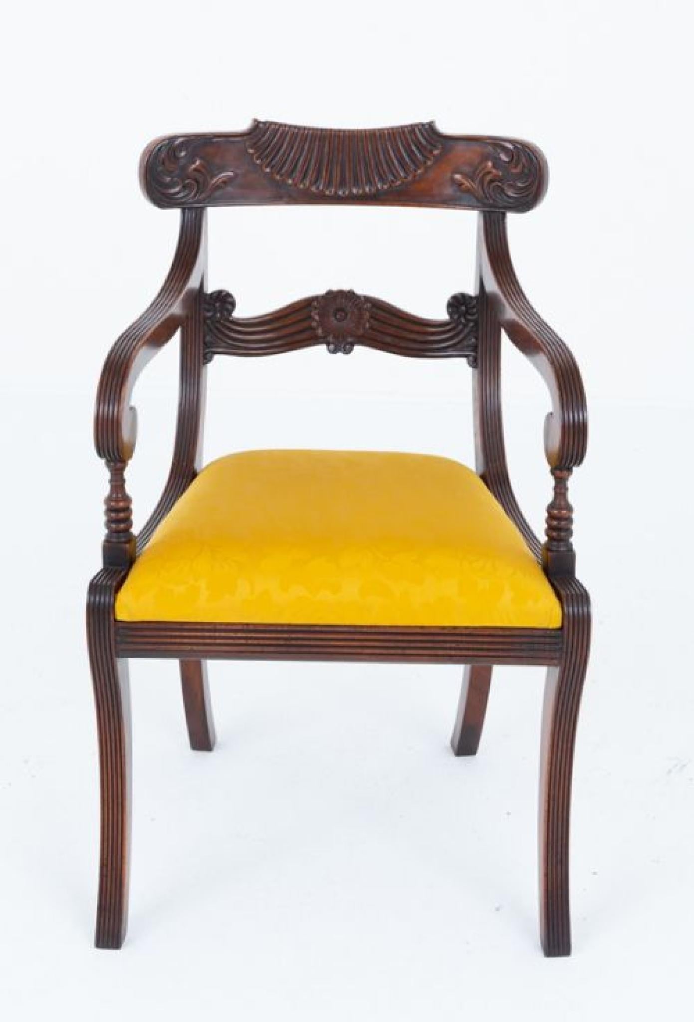 Wood Set 10 Regency Dining Chairs Mahogany Revival For Sale