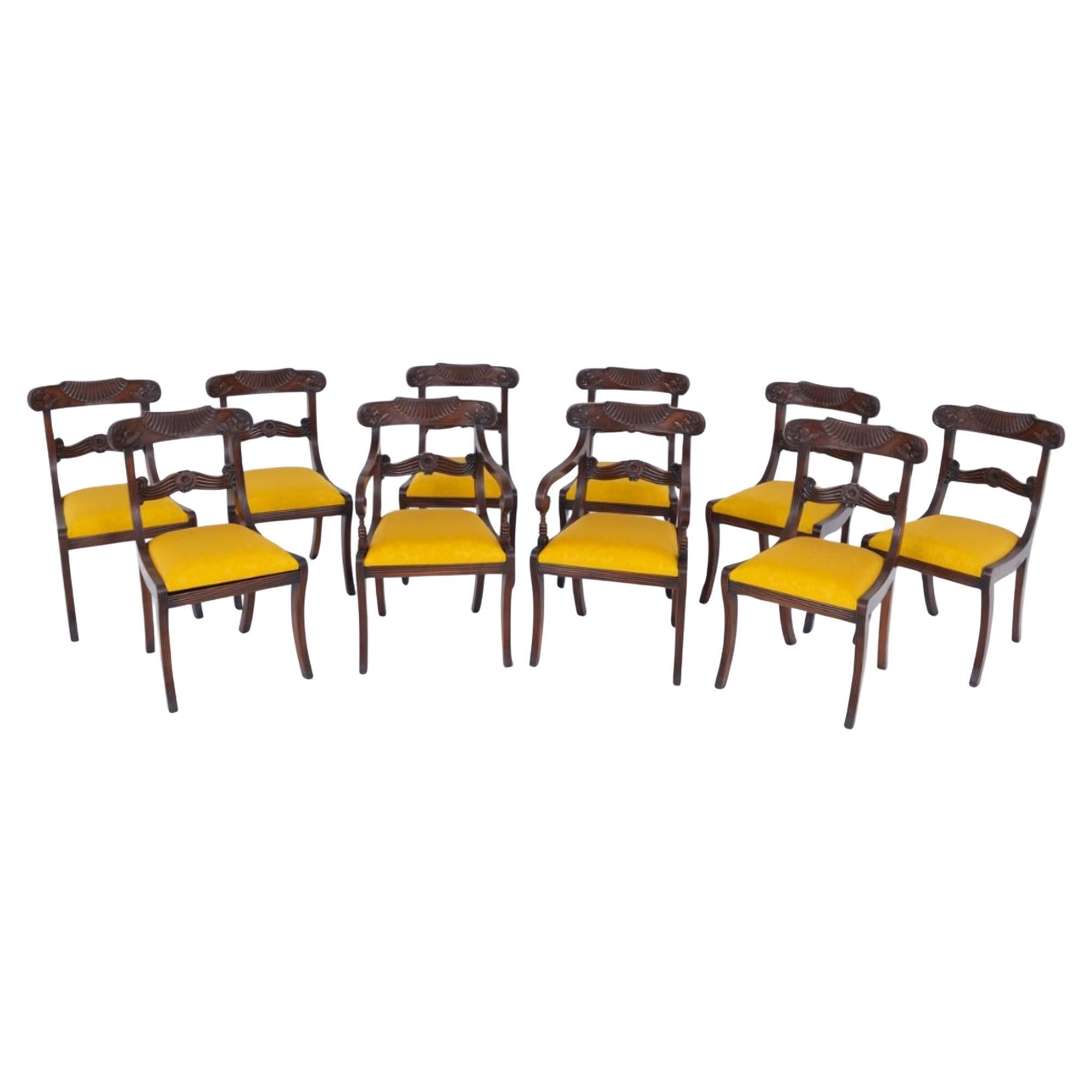 Set 10 Regency Dining Chairs Mahogany Revival For Sale