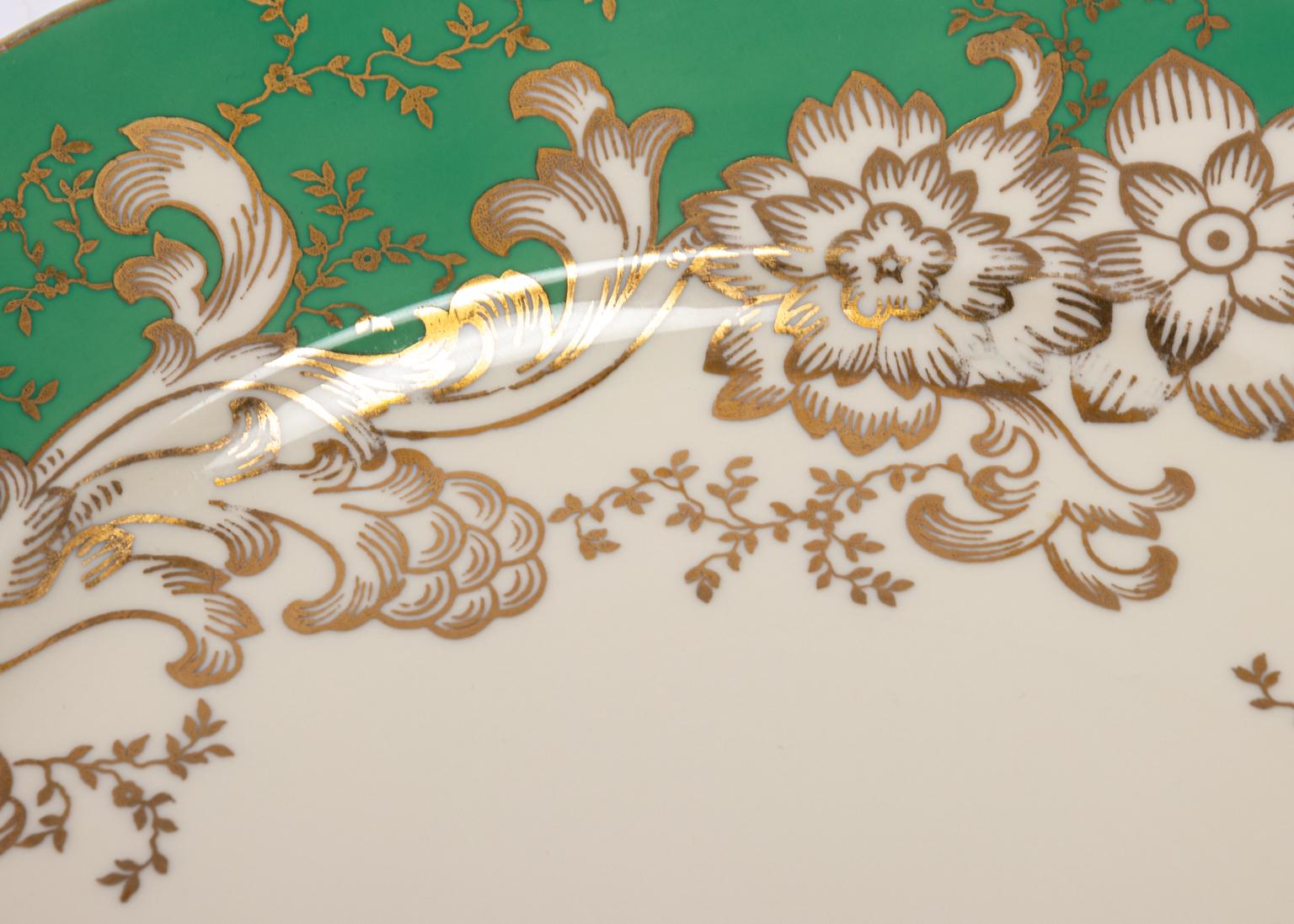 Art Deco Set of 10 Rosenthal Ivory Green and Gold Dinner Plates For Sale