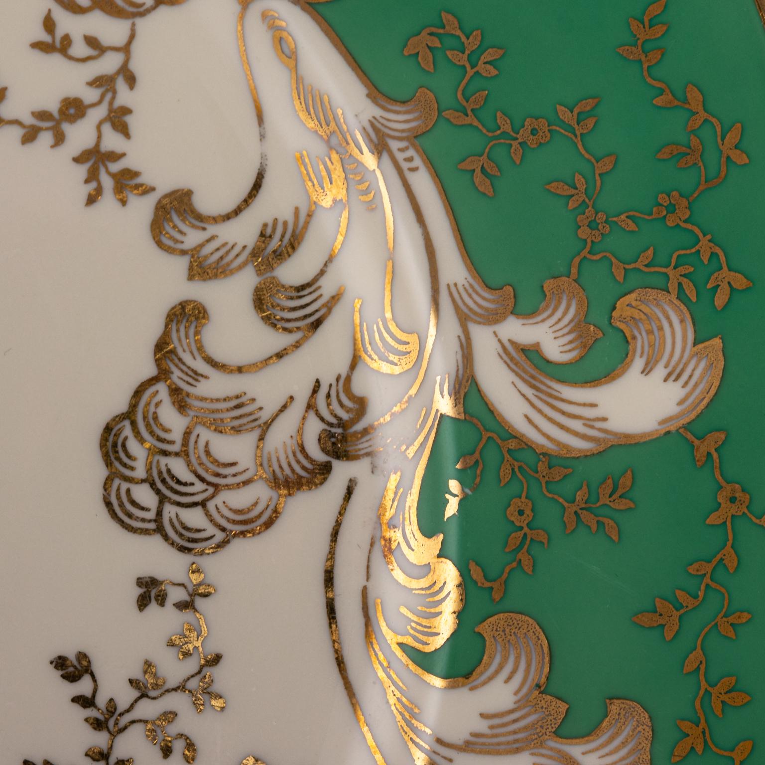 Gilt Set of 10 Rosenthal Ivory Green and Gold Dinner Plates For Sale