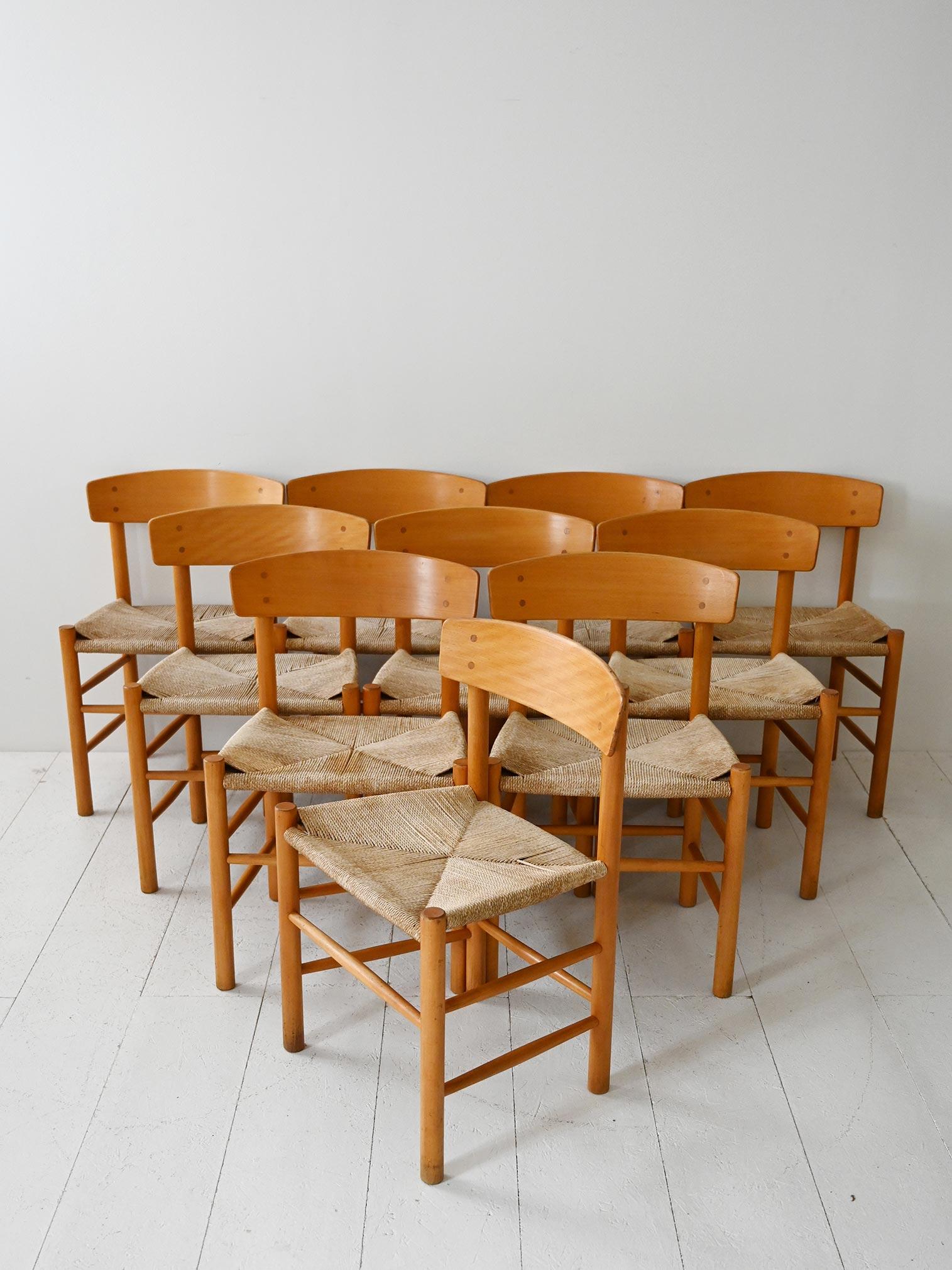 Danish Set 10 sedie J39 “People’s Chair” di Børge Mogensen in vendita