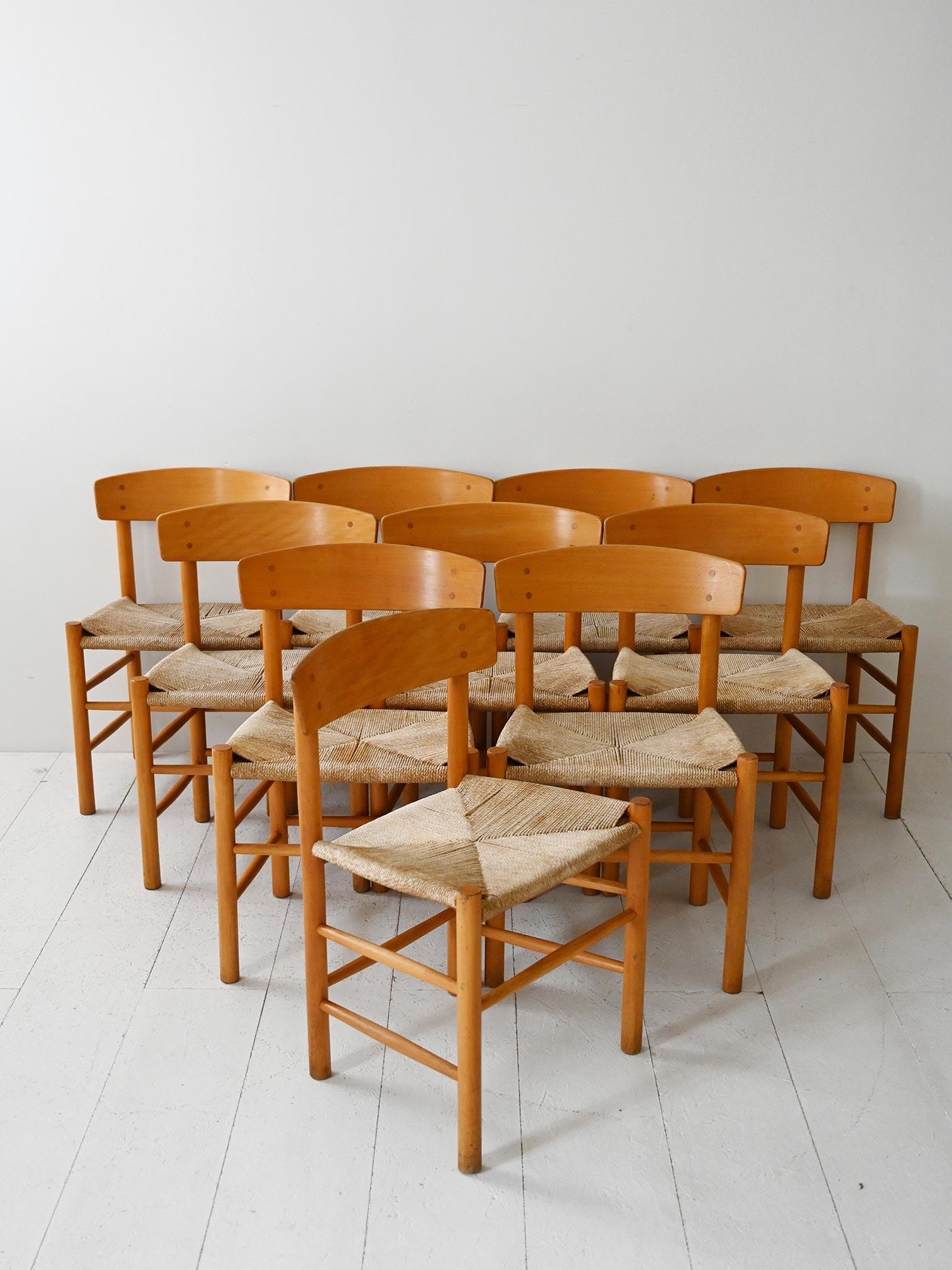 Set 10 sedie J39 “People’s Chair” di Børge Mogensen In condizioni buone in vendita a Brescia, IT