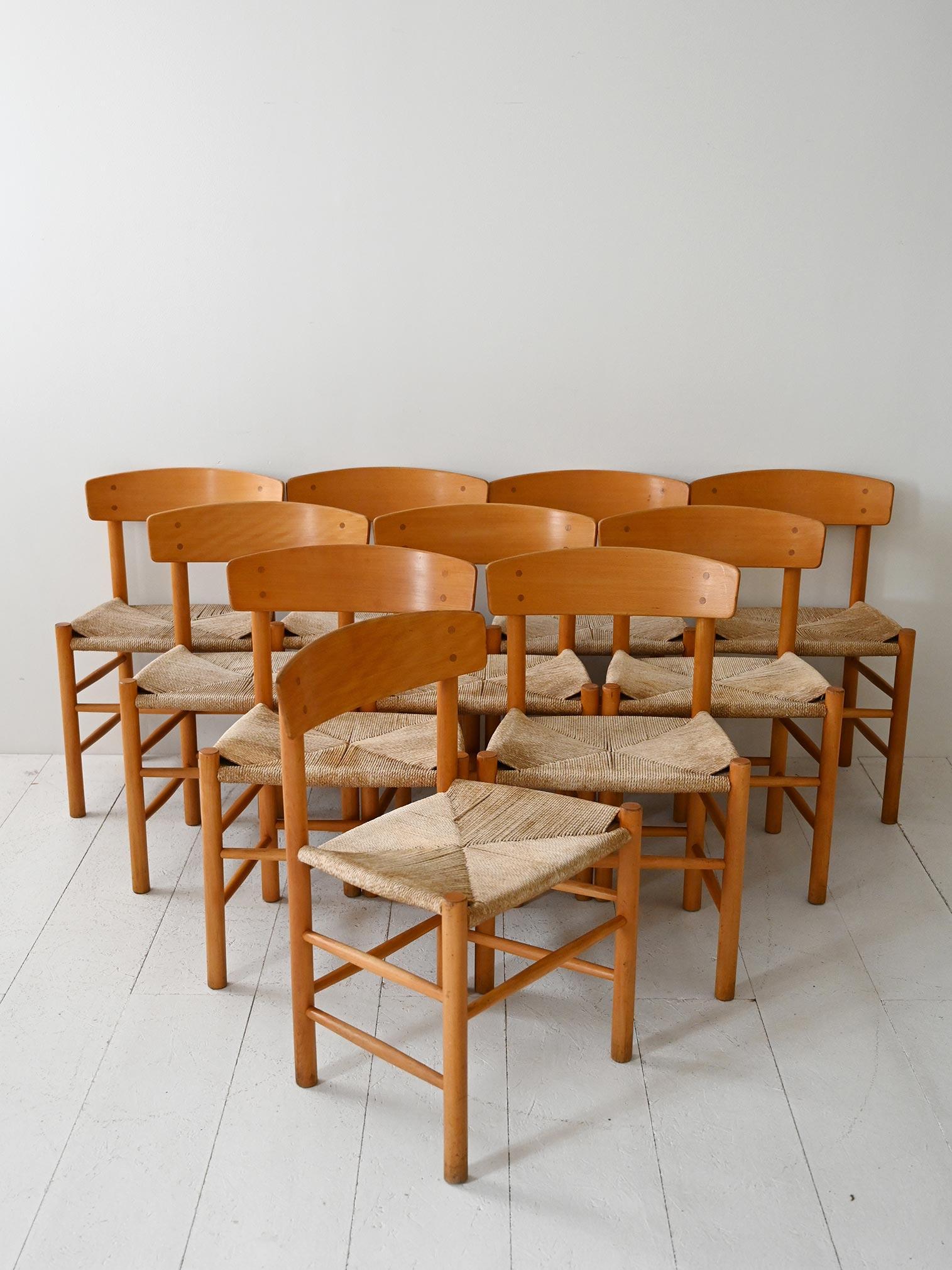 Mid-20th Century Set 10 sedie J39 “People’s Chair” di Børge Mogensen in vendita
