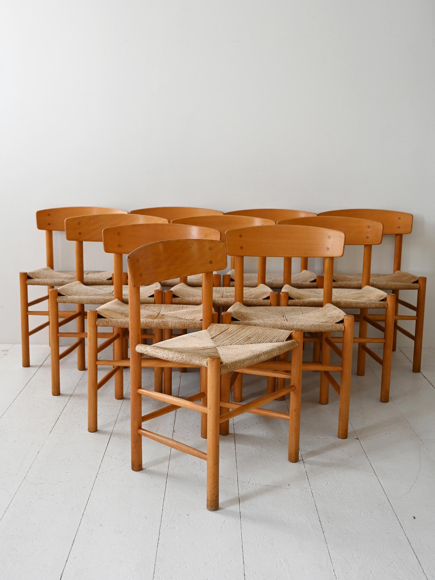 Teak Set 10 sedie J39 “People’s Chair” di Børge Mogensen in vendita