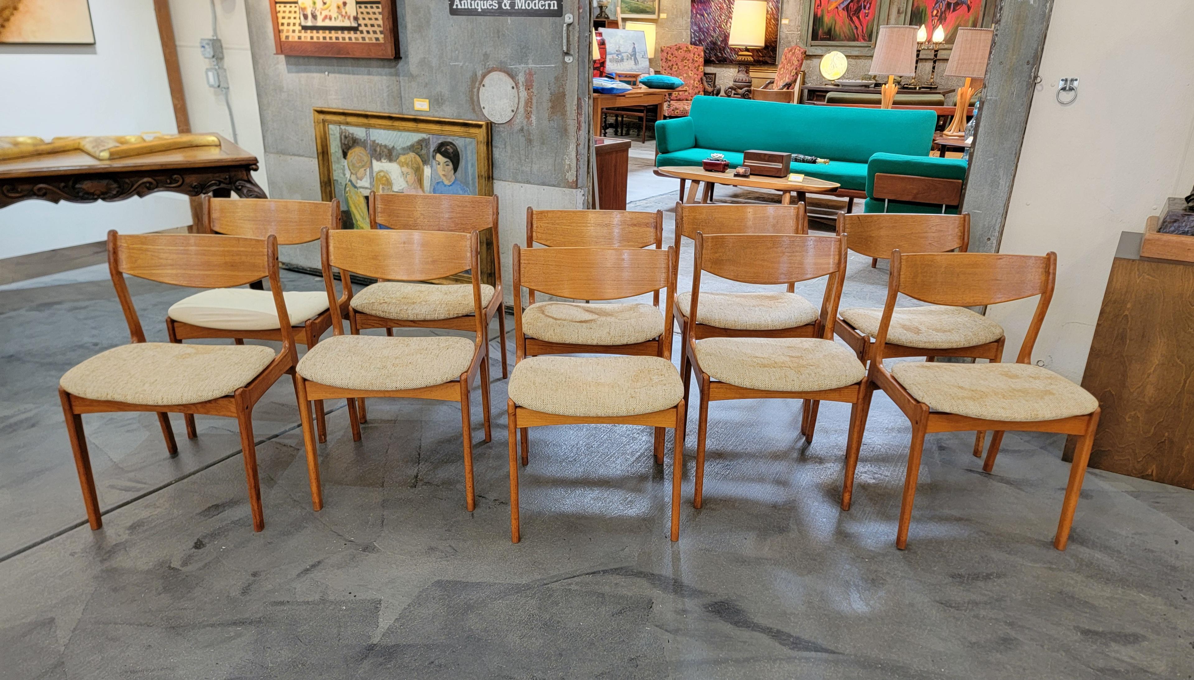 SET 10 Teak Dining Chairs by P. E. Jorgensen for Farso 8