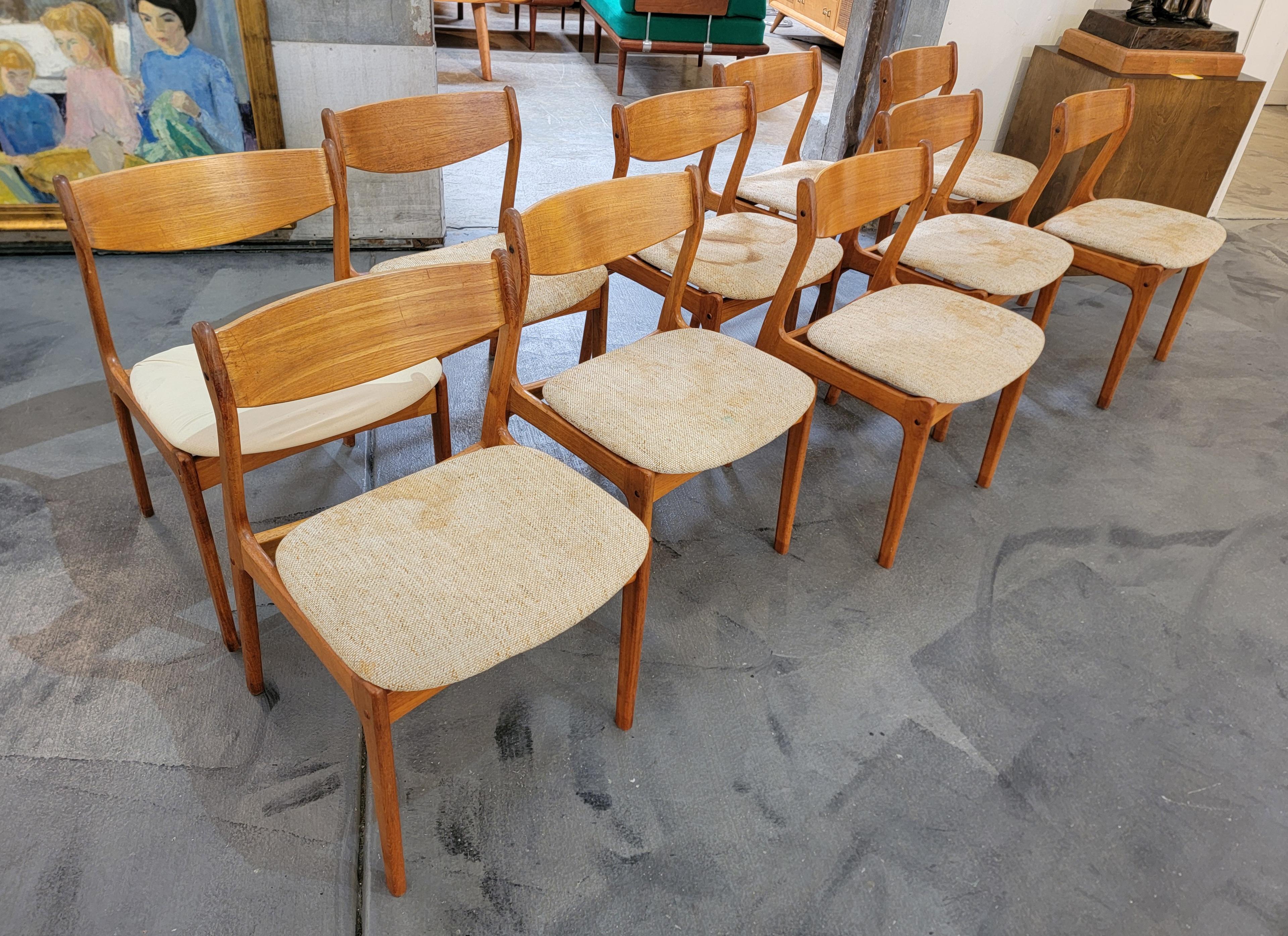 SET 10 Teak Dining Chairs by P. E. Jorgensen for Farso 10