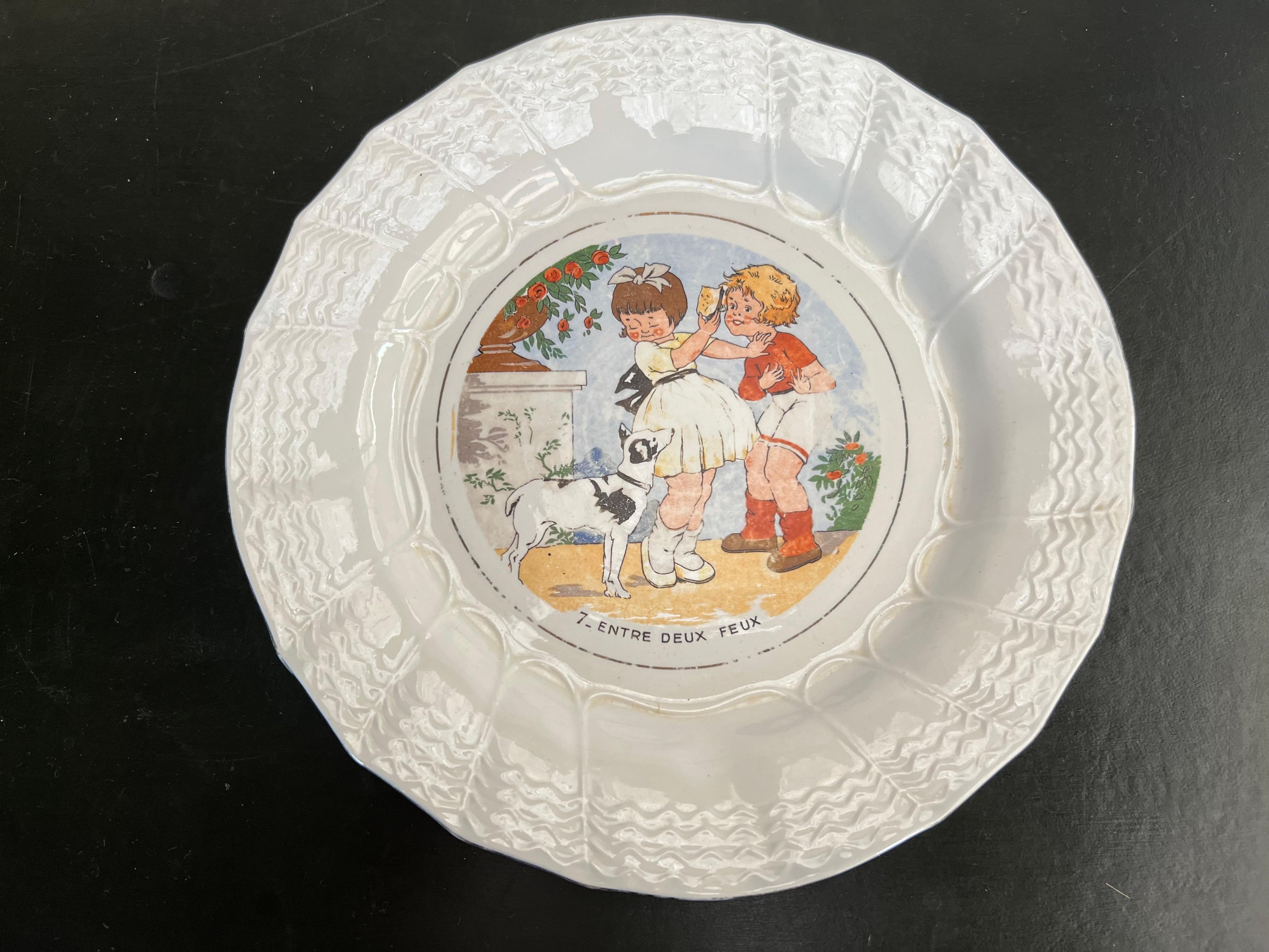 French Set 11 dessert or cheese plate Children Bicot from Sarreguemines