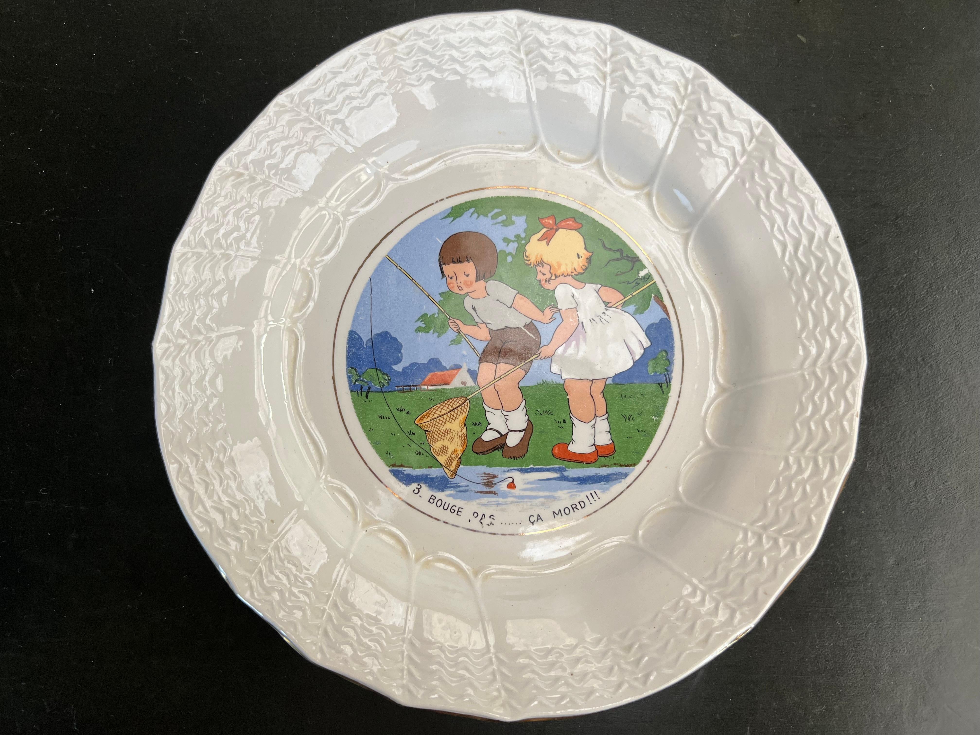 Set 11 dessert or cheese plate Children Bicot from Sarreguemines In Good Condition In LA FERTÉ-SOUS-JOUARRE, FR