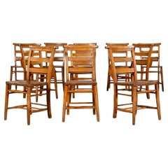 Set 12 19thC Beech 
Elm Chapel Chairs