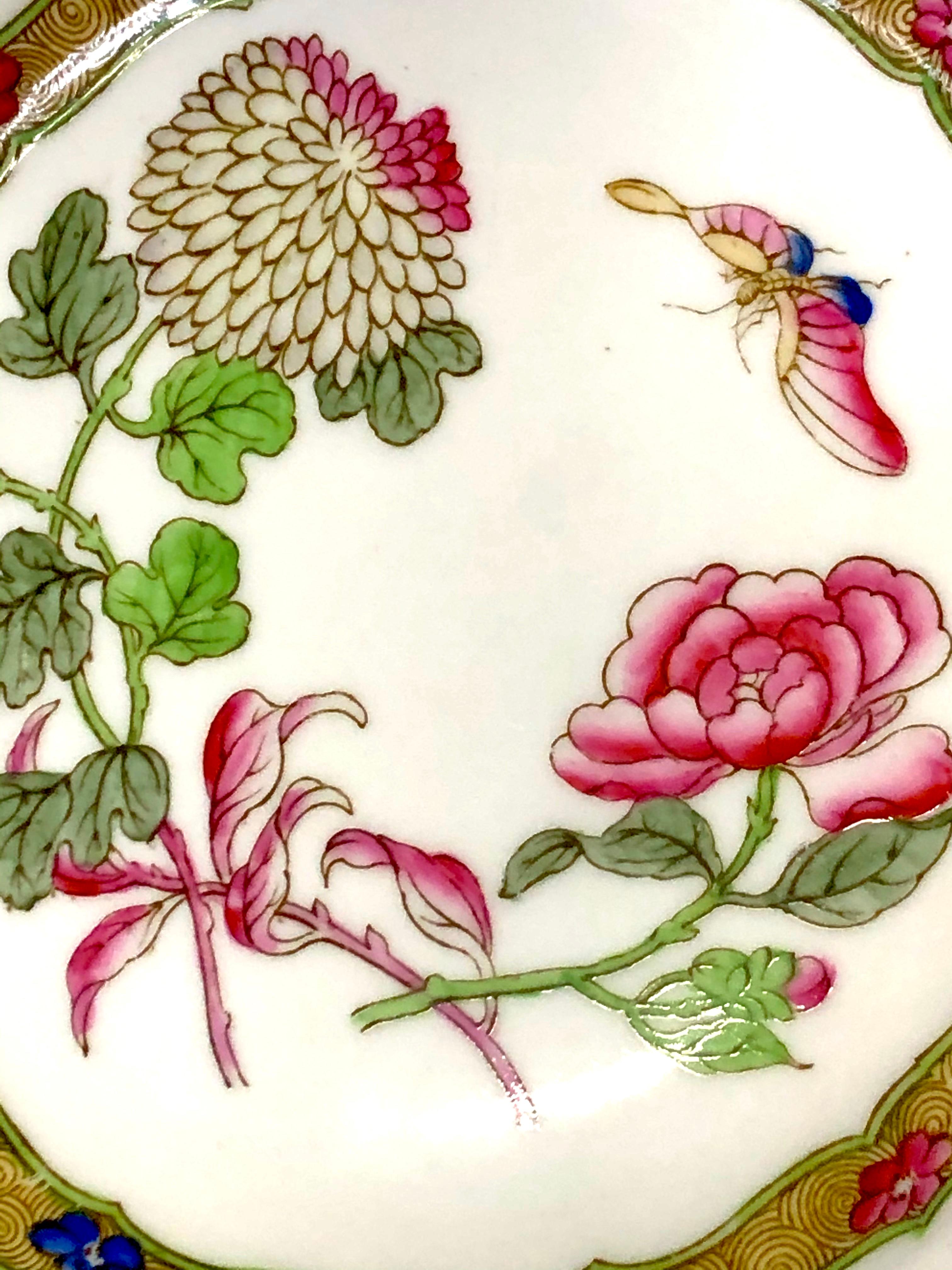 Hand-Painted Set of 12 Antique English Geo. Jones Hand Ptd, Porcelain Luncheon/Dessert Plates