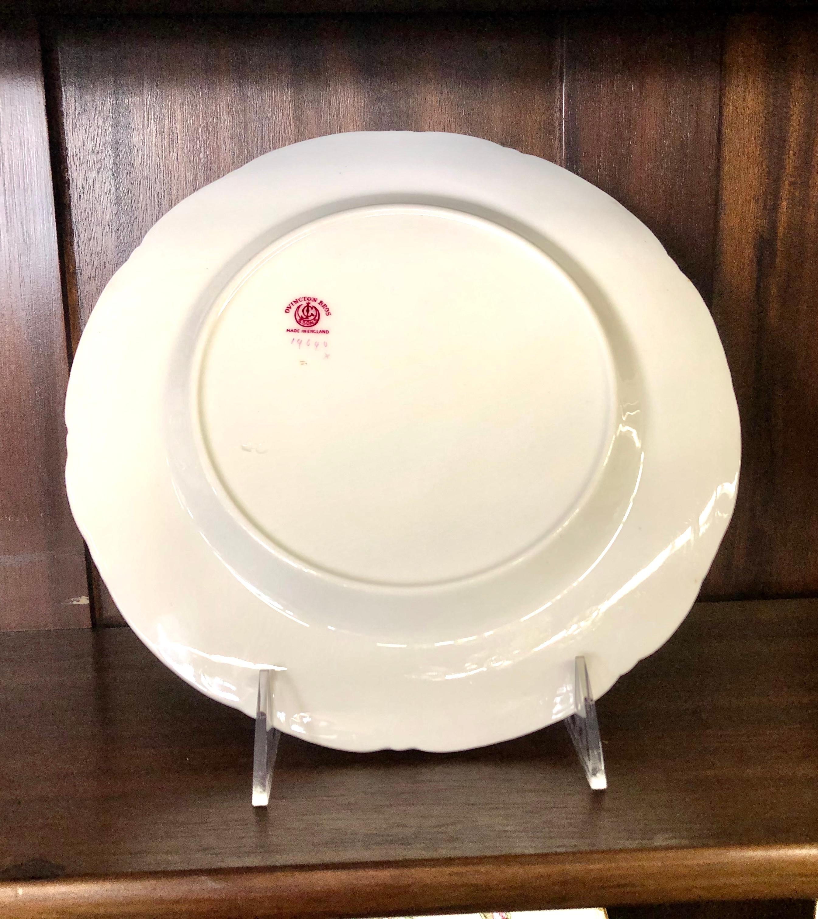Set of 12 Antique English Geo. Jones Hand Ptd, Porcelain Luncheon/Dessert Plates 1