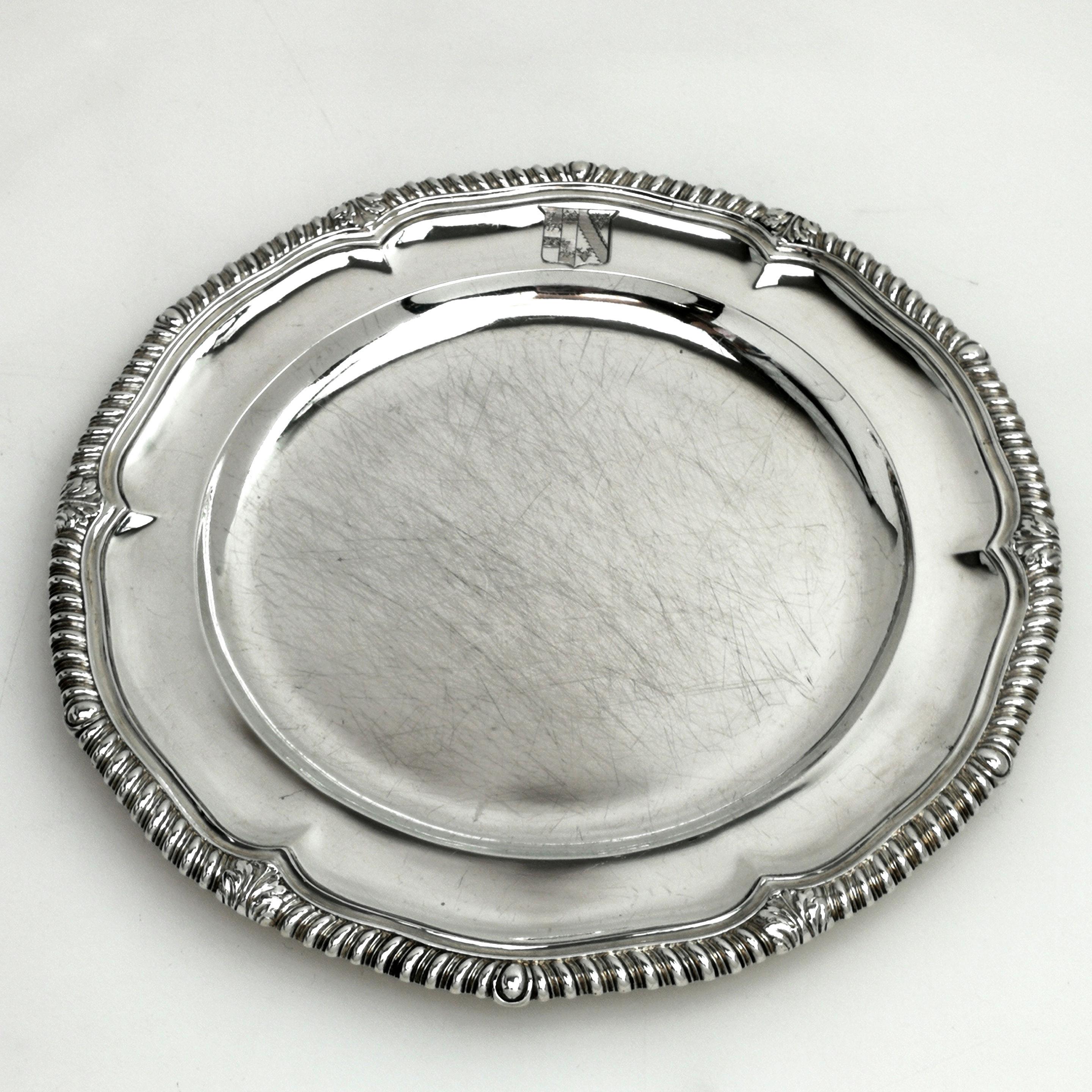 19th Century Set of 12 Antique George III Sterling Silver Dinner Plates 1820 Georgian Plates