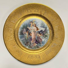 Set 12 Antique Gilt Neoclassical Cabinet Plates by Imperial