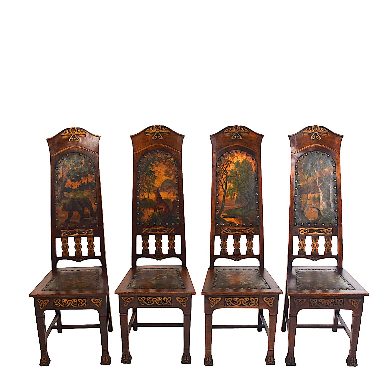 Swedish Set 12 Art Nouveau Dining Chairs
