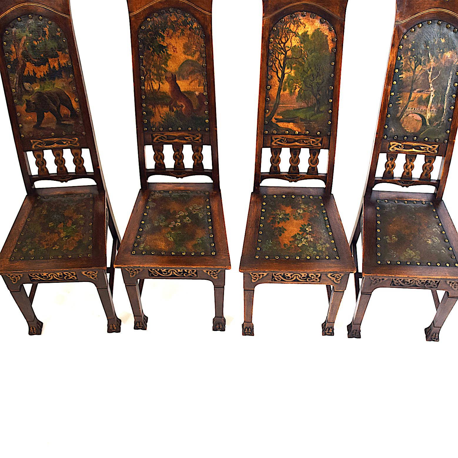 Set 12 Art Nouveau Dining Chairs In Good Condition In Hudson, NY