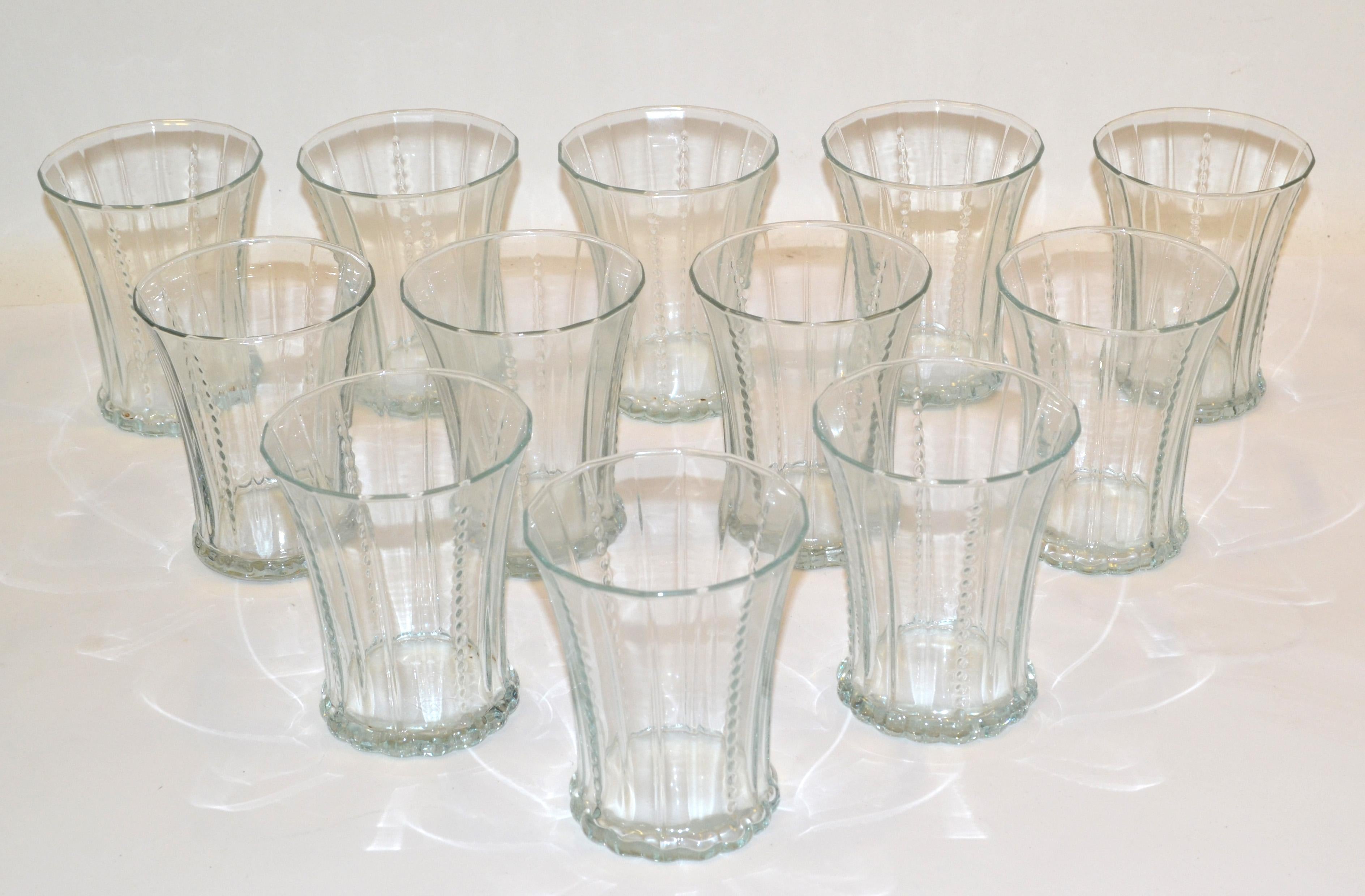 Set 12 Blown Bubble Glass Mid-Century Modern Drinking Glasses Glassware, Italy For Sale 3