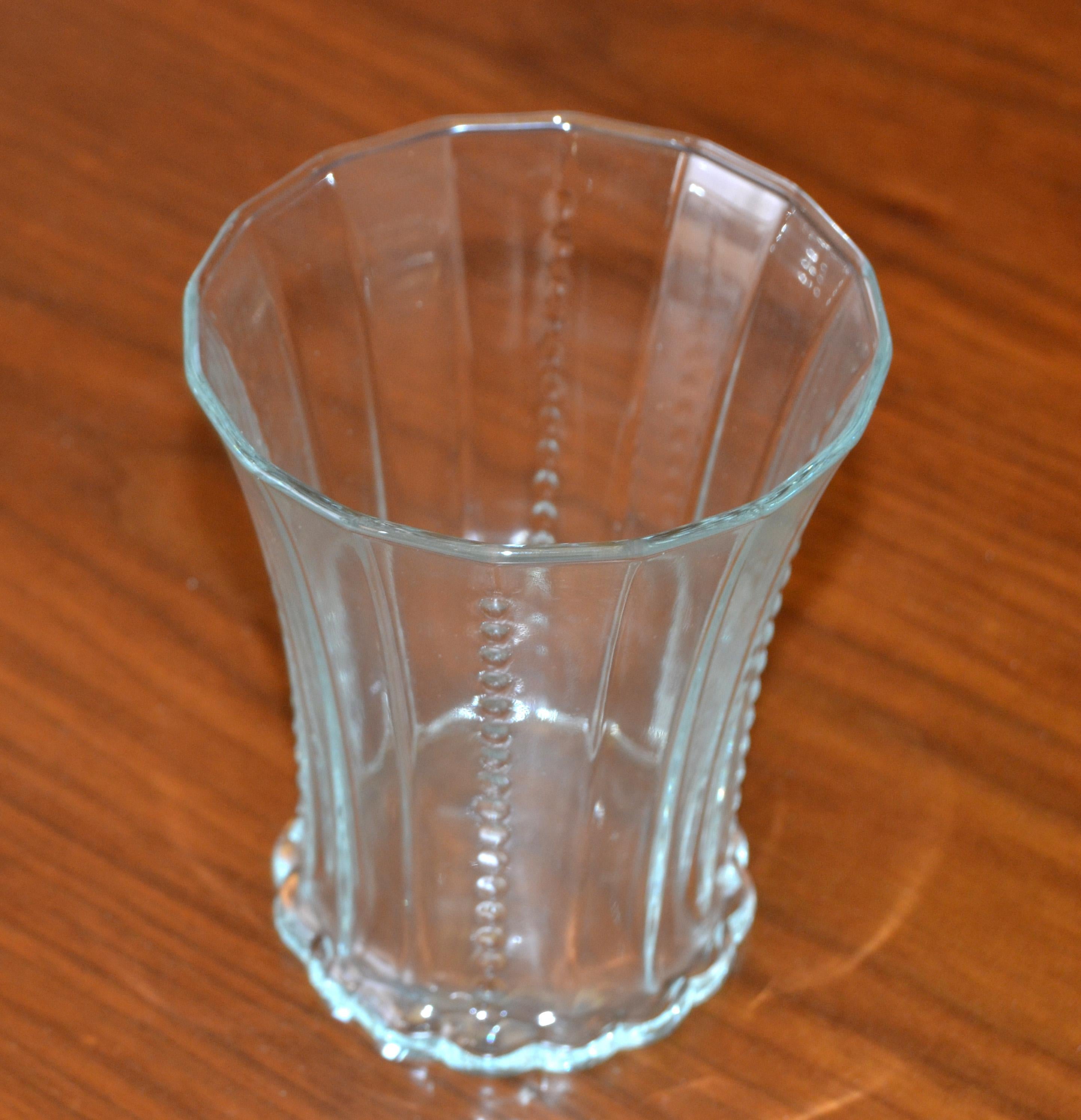 Italian Set 12 Blown Bubble Glass Mid-Century Modern Drinking Glasses Glassware, Italy For Sale