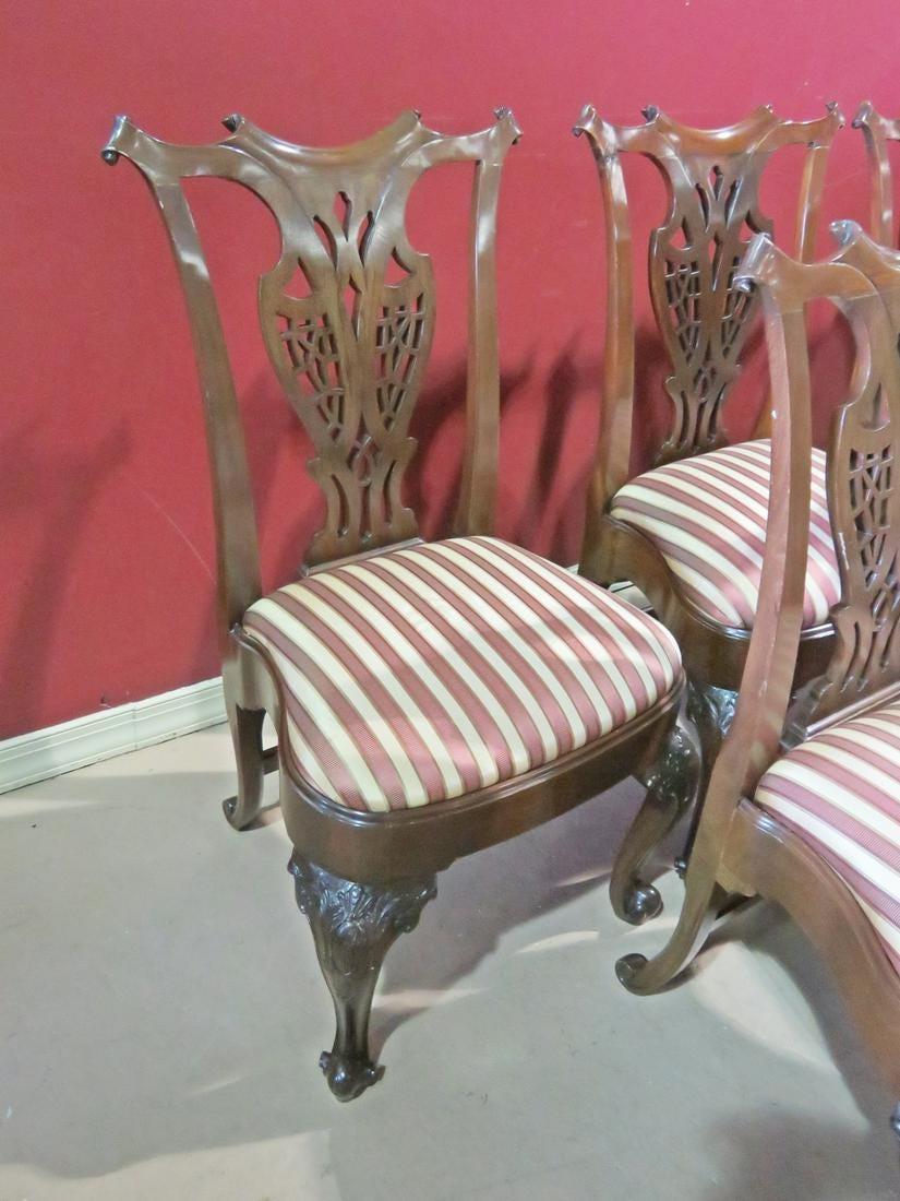 Set 12 Carved Mahogany English Chippendale Georgian Dining Chairs, Circa 1900 1