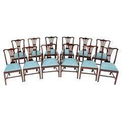 Set 12 Chippendale Dining Chairs Mahogany, 1890