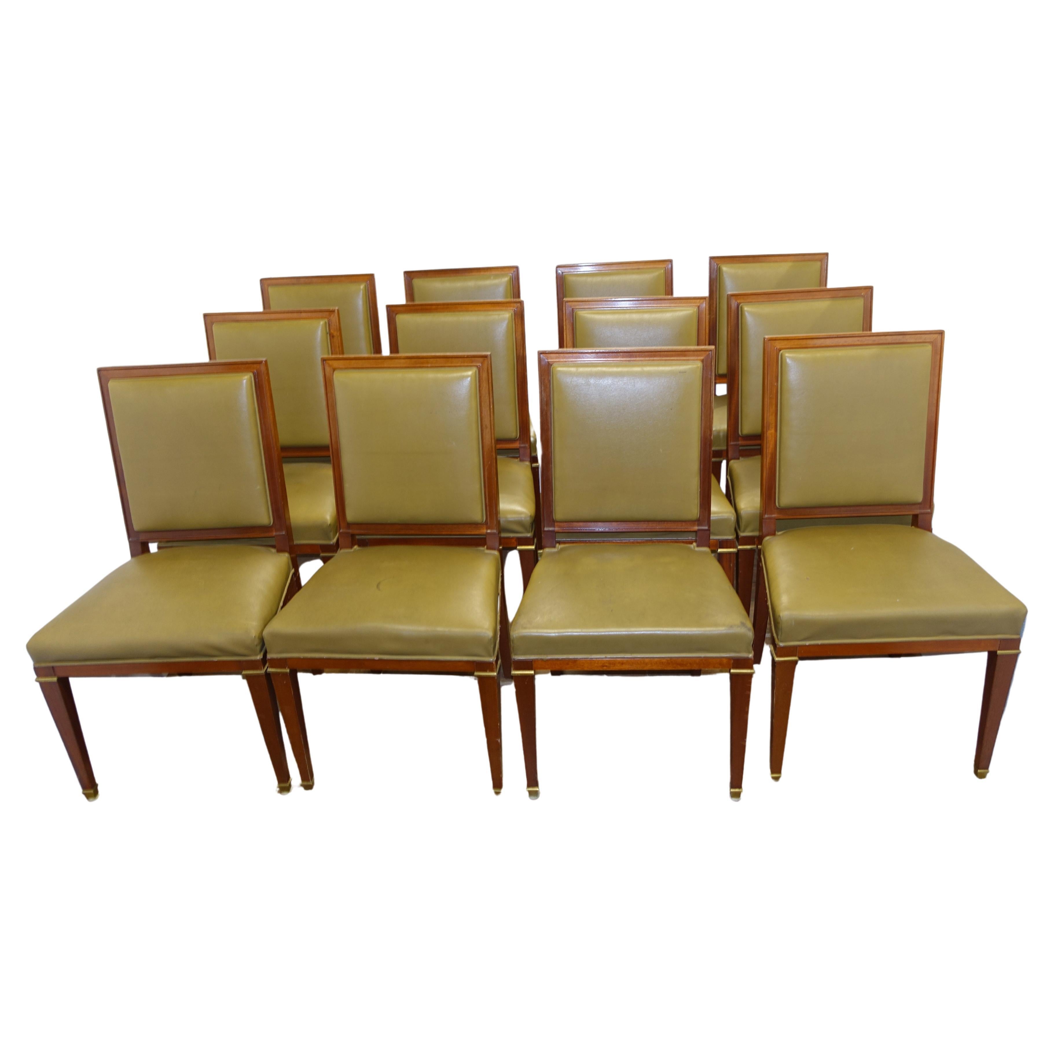 Set 12 Directoire Dining Chairs French Leather 1900