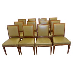 Set 12 Directoire Dining Chairs French Leather 1900