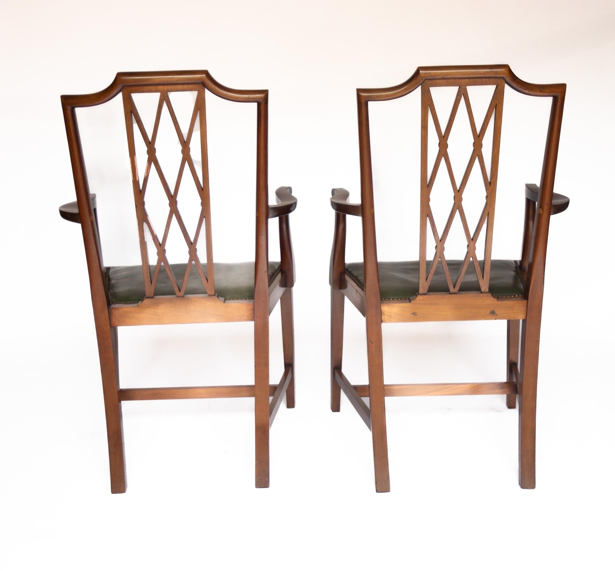 Britannico Set 12 sedie da pranzo edoardiane in mogano intarsiato