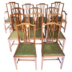 Set 12 Edwardian Mahogany inlaid dining chairs