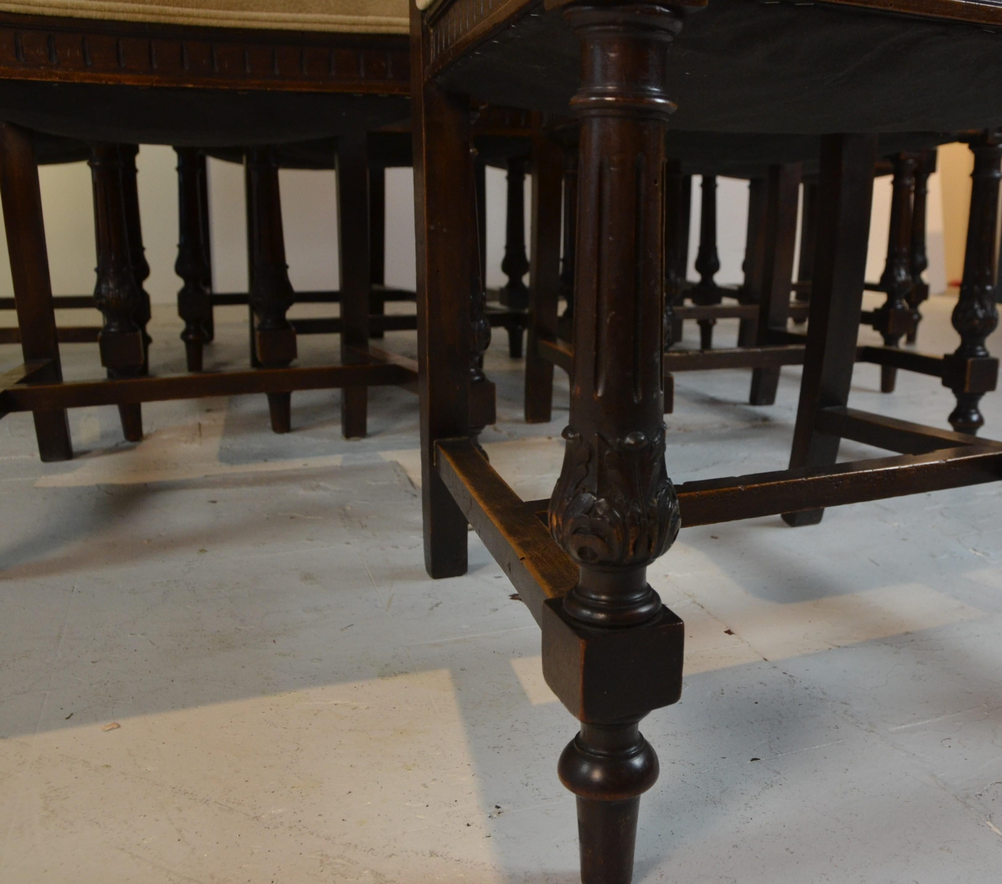 Set 12 French Dining Chairs with Carvings In Good Condition In Pomona, CA