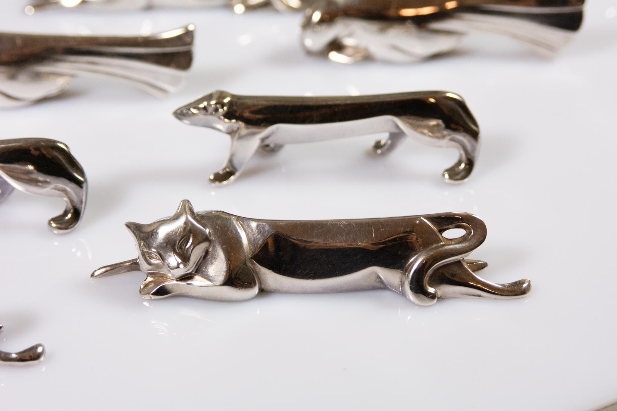 Set 12 poggiacoltelli Gallia Animali Art Deco Christofle Edouard Sandoz Silverplate in vendita 3