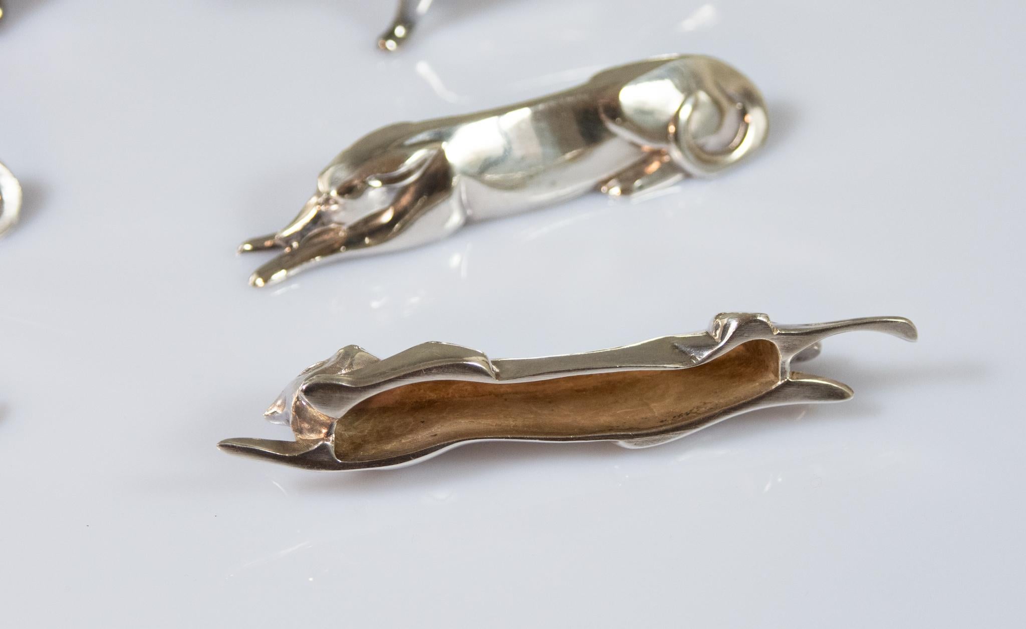 Metà XX secolo Set 12 poggiacoltelli Gallia Animali Art Deco Christofle Edouard Sandoz Silverplate in vendita